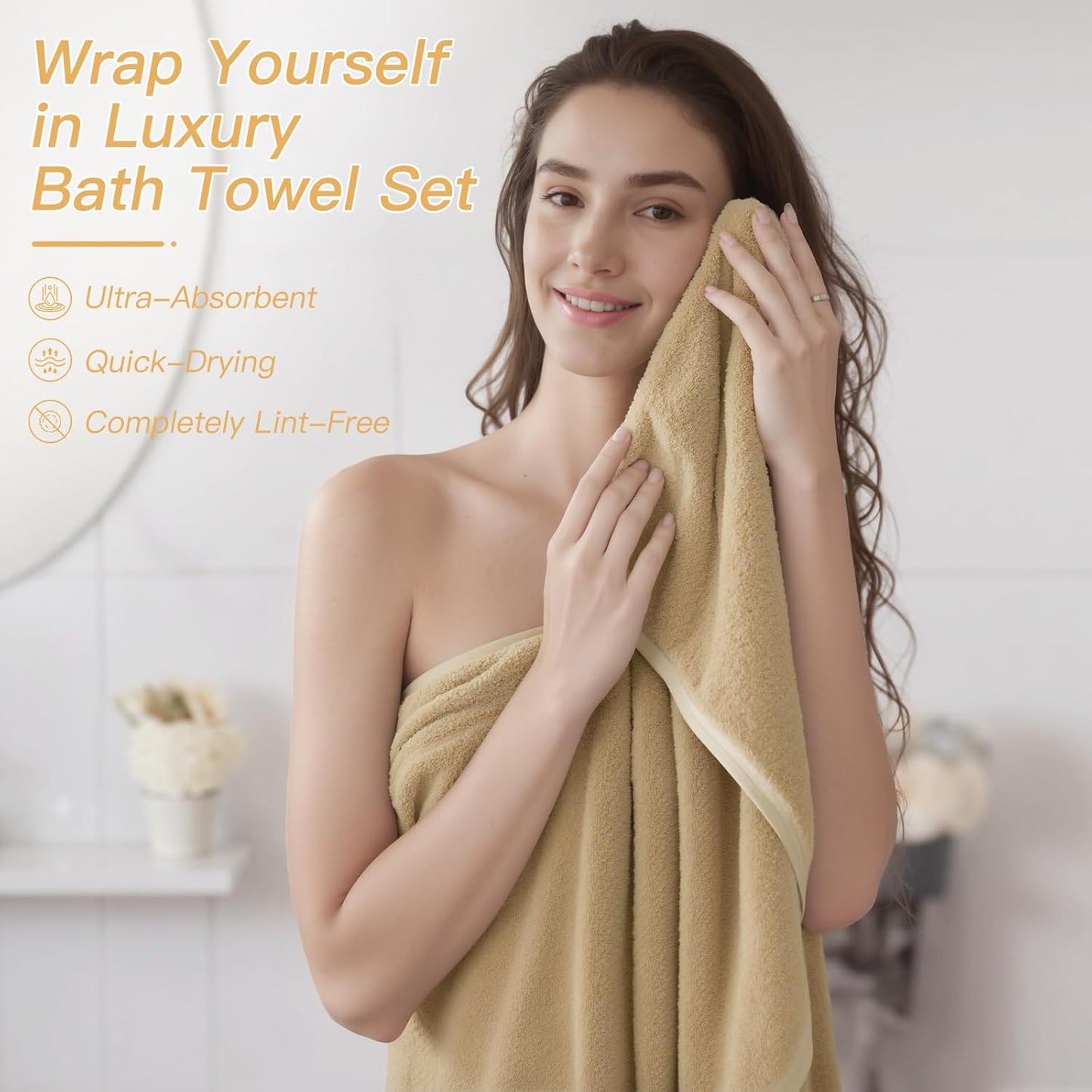 iMucci Bathroom Accessories Bathroom Sets with Shower Curtain, Bath Towel Set, Trash Can, Toilet Brush, Soap Dispenser, Bathroom Accessories Set Complete