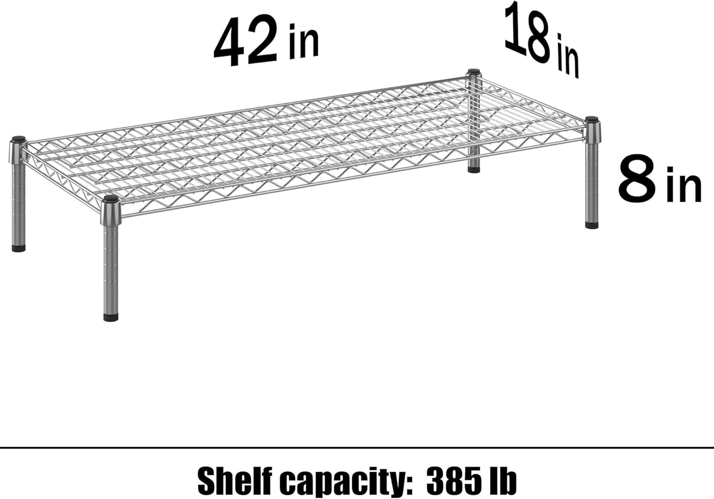 18" Deep x 42" Wide x 8" Height 1-Tier Wire Shelving Kit | NSF Commercial Storage Rack Unit