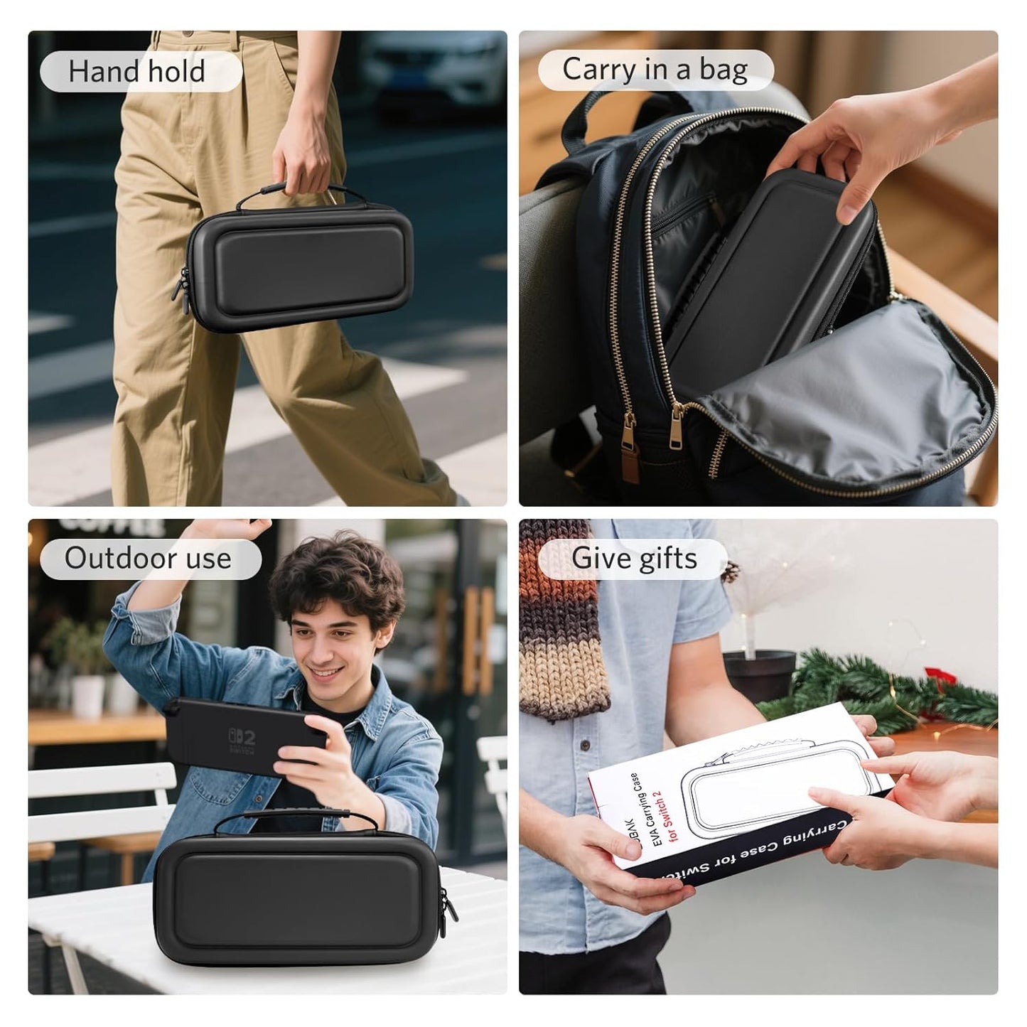 CoBak Large Capacity Carrying Case for Nintendo Switch 2 (2025) - 3 in 1 Accessories Bundle with 2 Screen Protectors, Thumb Grip Caps, 24 Game Cartridges, Hard Shell Portable Travel Pouch, Black