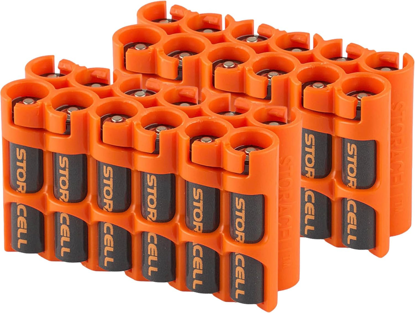 Storacell AAA-12 Battery Storage Caddy and Dispenser (Pack of 2), Orange, Holds 12 AAA Batteries (Not Included), Durable & Compact Design, The Original Battery Caddy, Made in The USA