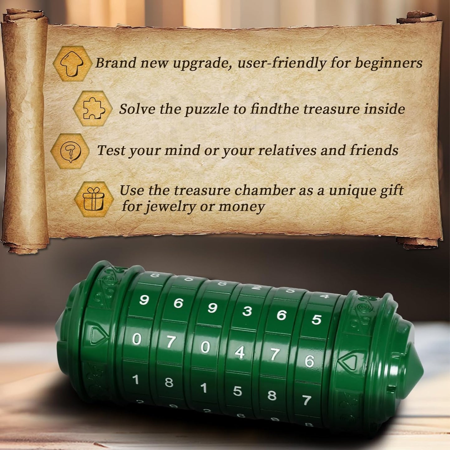 Da Vinci Code Numeric Cryptex Money Puzzle Box for Cash Gift, Jewelry Box with Hidden Compartment, Unique Puzzle Gift for Adults Brain Teaser Valentine’s Day Wedding & Anniversary Present