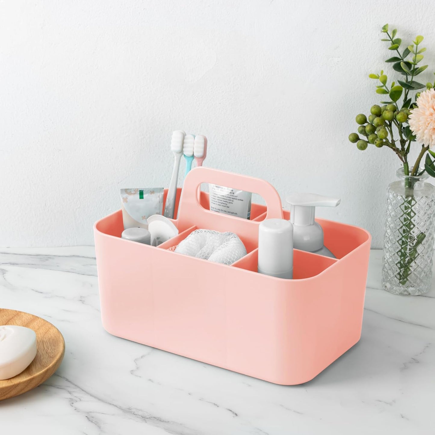 Tiawudi 2 Pack Caddy Organizer with Handle, Portable Plastic Caddy, Storage Organization for Cleaning, Bath, Makeup, Art, Craft, Stationery, Classroom and Office, Tote Organizer