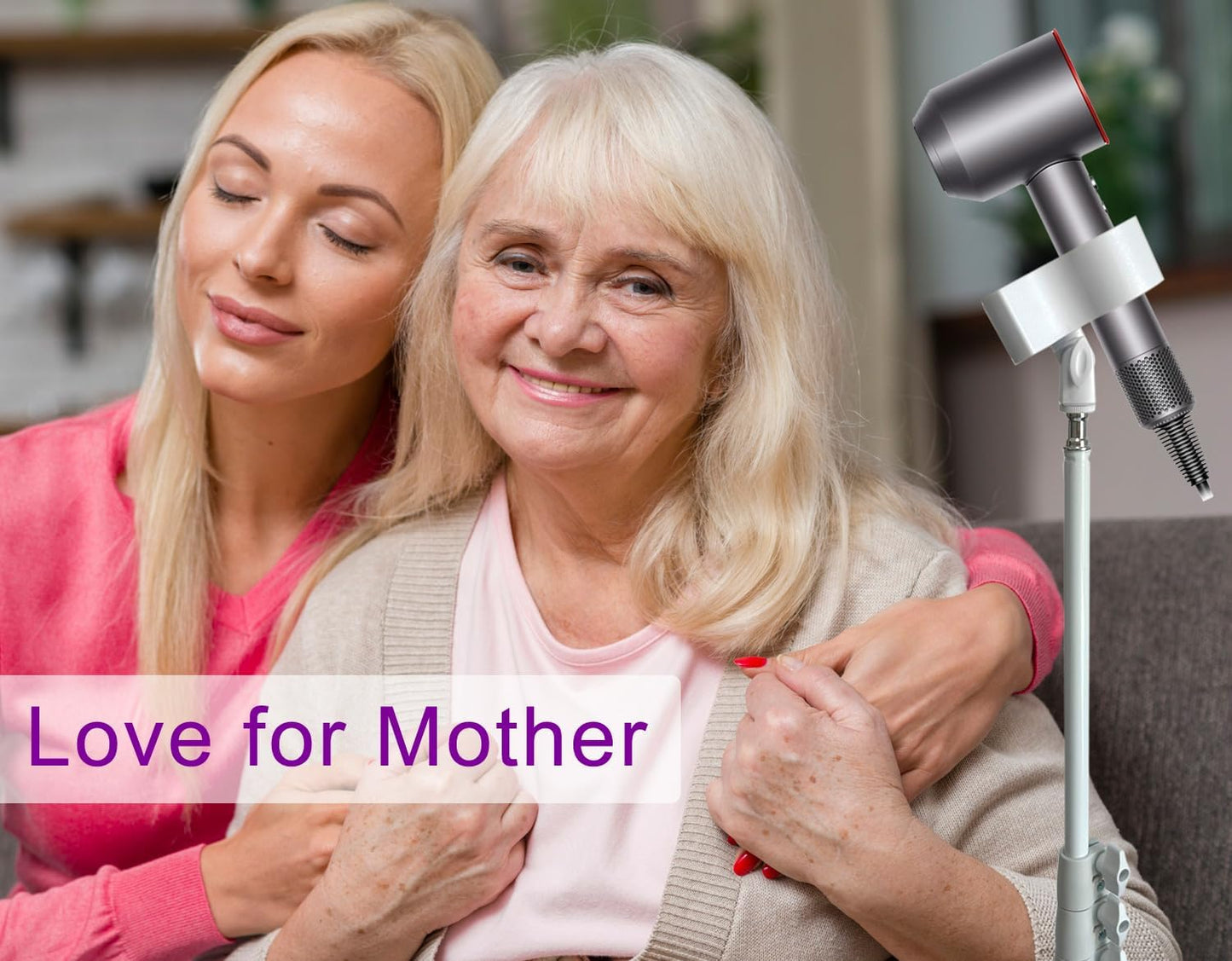 Hair Dryer Stand White 20-63 Inch Adjustable Blow Dryer Holder with Tripod and Universal Clip, Easy to Use, Hands Free Relieve Wrist Pain, Shoulder Periarthritis etc