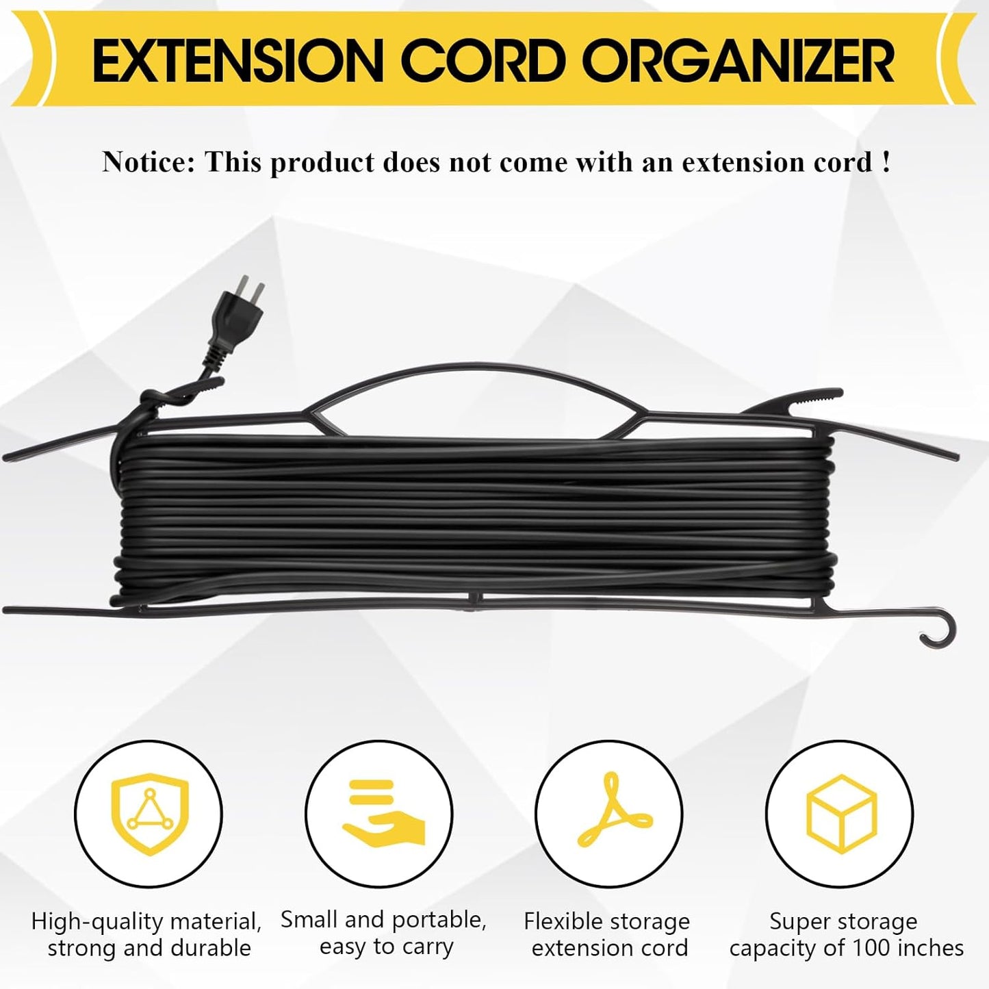 Ripeng 6 Pcs 15.7“ Light Duty Extension Cord Storage Reel Durable H-frame Extension Cord Holder Hose Organizer Wrap, Black