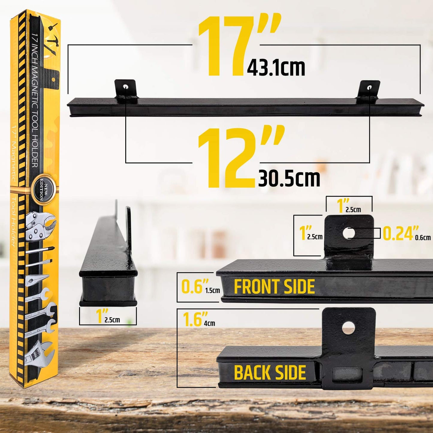 17" Heavy-Duty Magnetic Tool Holder (Upgraded Version) - Extremely Powerful Magnetic Pull Force to Hold Heavy Tools - Professional Space-Saving Magnetic Bar - Tool Organizer Rack/Strip