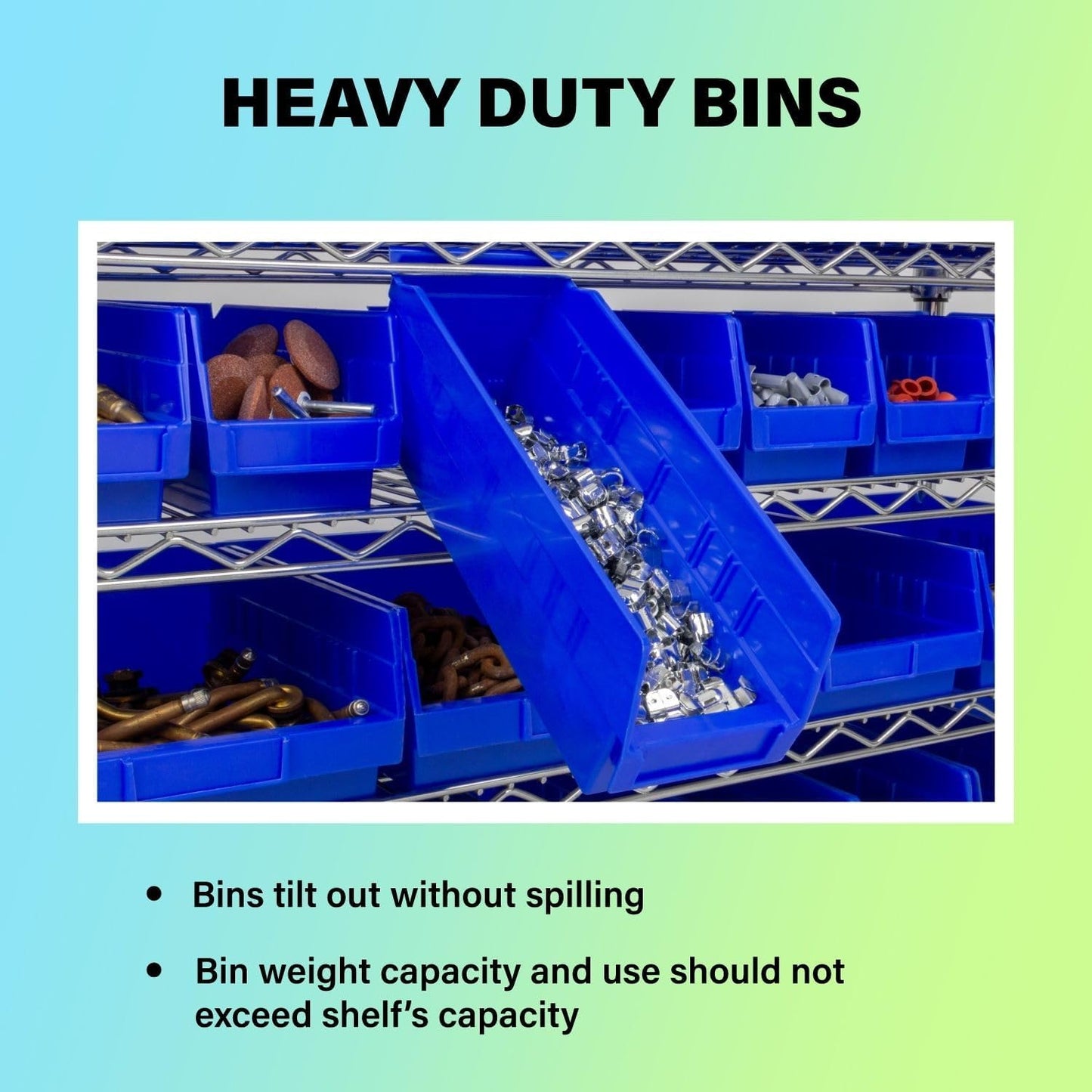 Akro-Mils 30150 Plastic Shelf Bins, Heavy Duty Storage Bins for Garage, Closet, and Drawer Organization, 12" x 8" x 4", Blue, 12-Pack