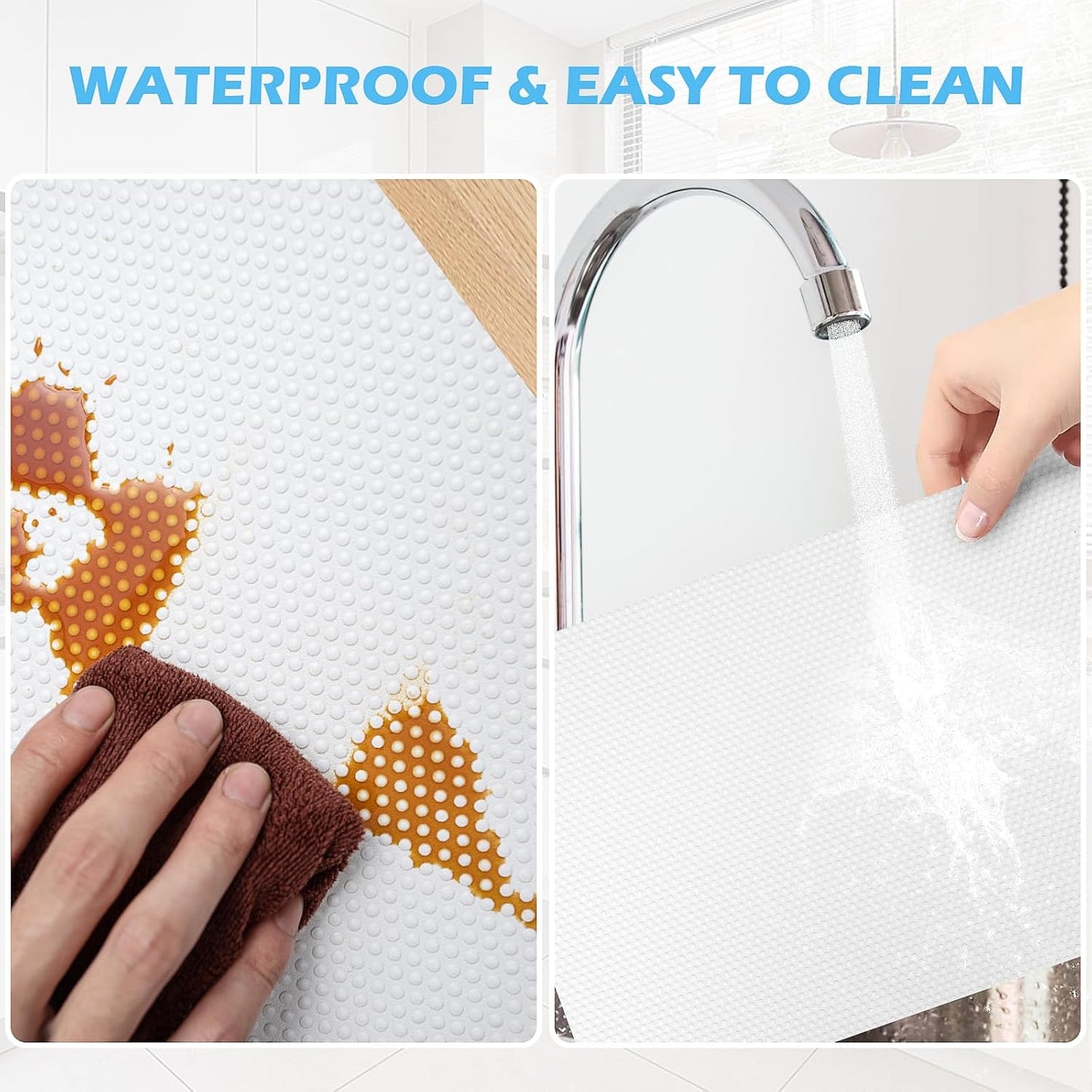 Drawer Liners, Waterproof Shelf Liner, Anti-Slip Non-Adhesive BPA Free Kitchen Cupboard Cabinet Liner Refridge Fridge Mats Sink Protector Strong Durable for Home (White/19.7in x 20Ft)