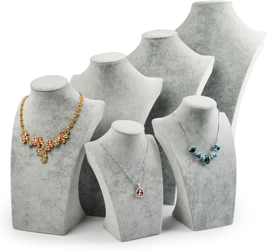 Oirlv Velvet 3-Dimensional Jewelry Stand Necklace Pendant Chain Jewelry Bust Display Holder/necklace bust (H:11.42")
