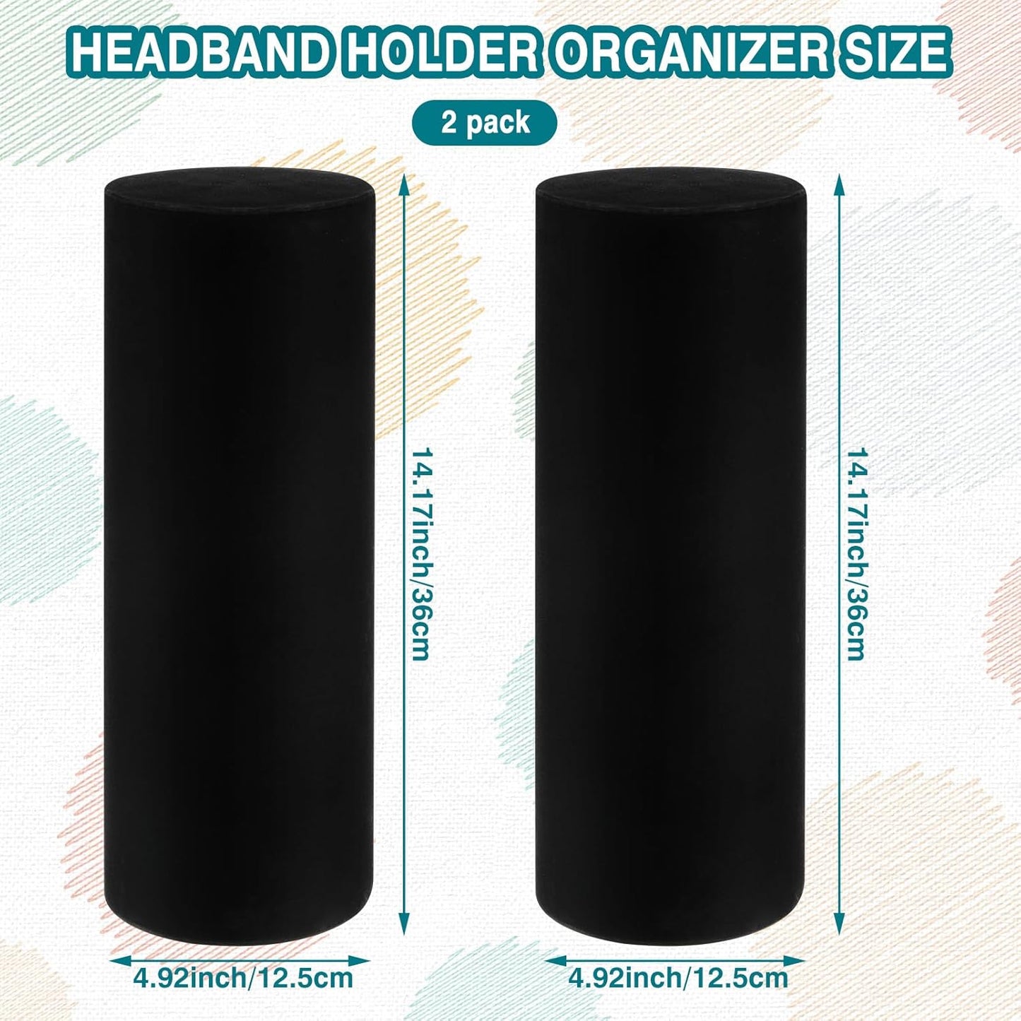 Geetery 2 Pcs Vertical Headband Holder Organizer Hairband Display Stand Headband Stand for Women Hair Hoop Accessories(Black)