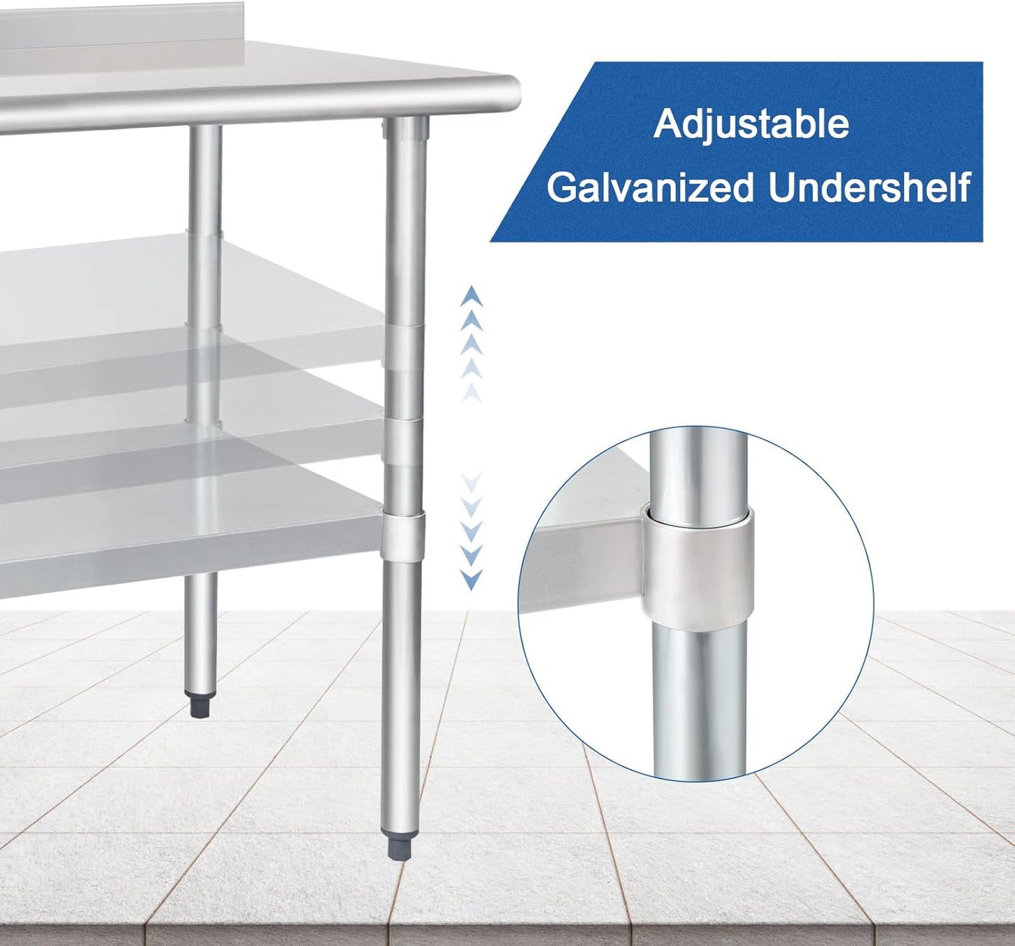 HARDURA Stainless Steel Table Prep & Work Table 24 x 36 Inches NSF Heavy Duty Commercial with Undershelf and Backsplash for Restaurant Kitchen Home and Hotel