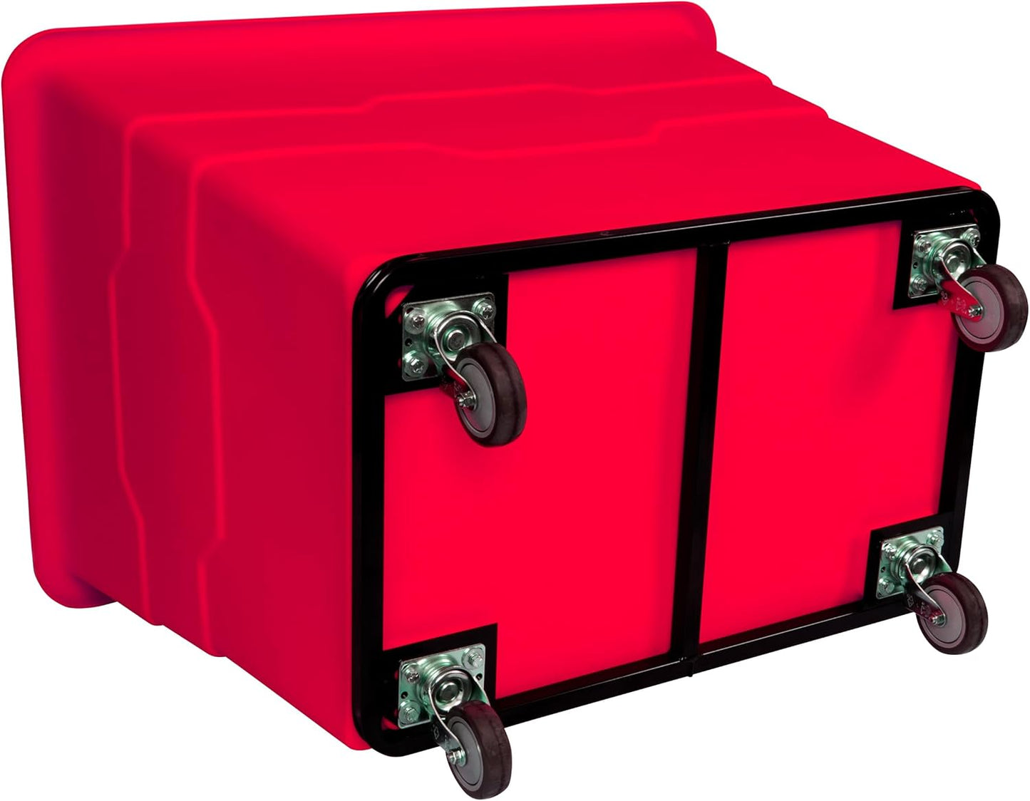 Commercial 16 Bushel Utility Cart with Steel Base, Poly Box Basket Truck, Laundry Cart, and Rolling Trash Bin, 47-Inch x 34.75-Inch x 35.5-Inch, 1000 Pound Weight Capacity, Red
