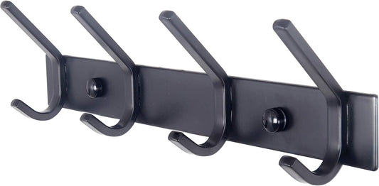 WEBI Coat Rack Wall Mounted,4 Coat Hooks for Hanging Coats,Heavy Duty Metal Hook Rack Hook Rail Coat Hanger Wall Mount for Clothes Entryway Jacket,C-CBG04,Black