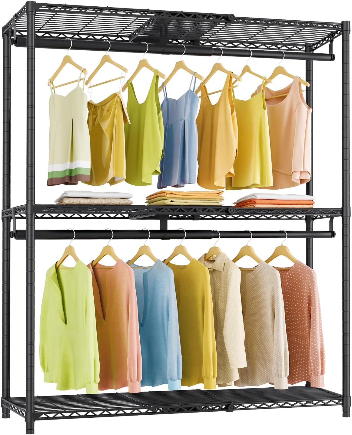 VIPEK X1 Plus Expandable Reach-in Closet Adjustable from 2'8" to 4'6" with Adjustable Shelves and Hanger Rods Clothes Rack Heavy Duty, Metal Clothing Racks Portable Walk-in Closet, Black