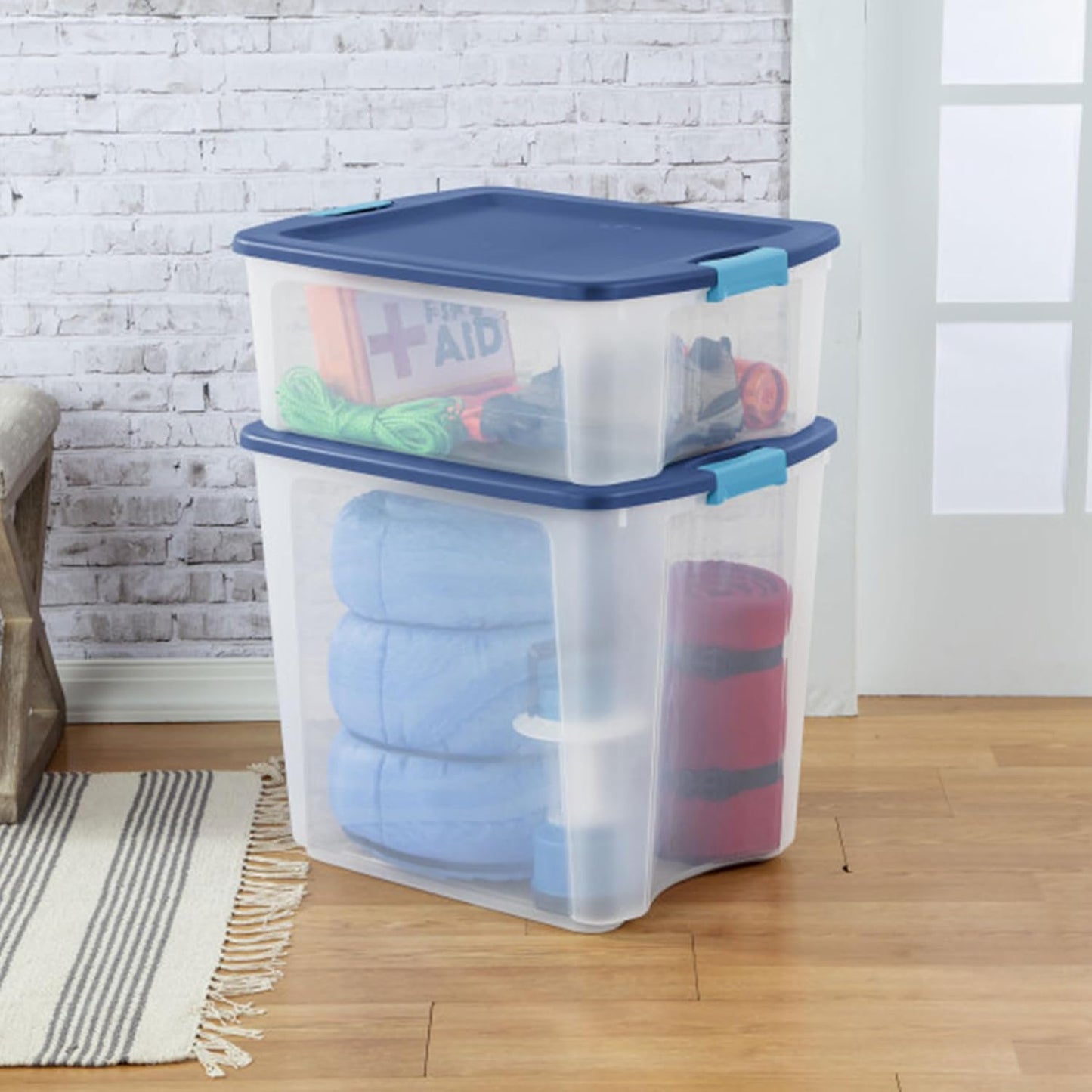 Sterilite 6-Pack Latch and Carry, Clear Plastic Storage Bins with Latching Lids and Full-Grip Handles, 12 Gallon