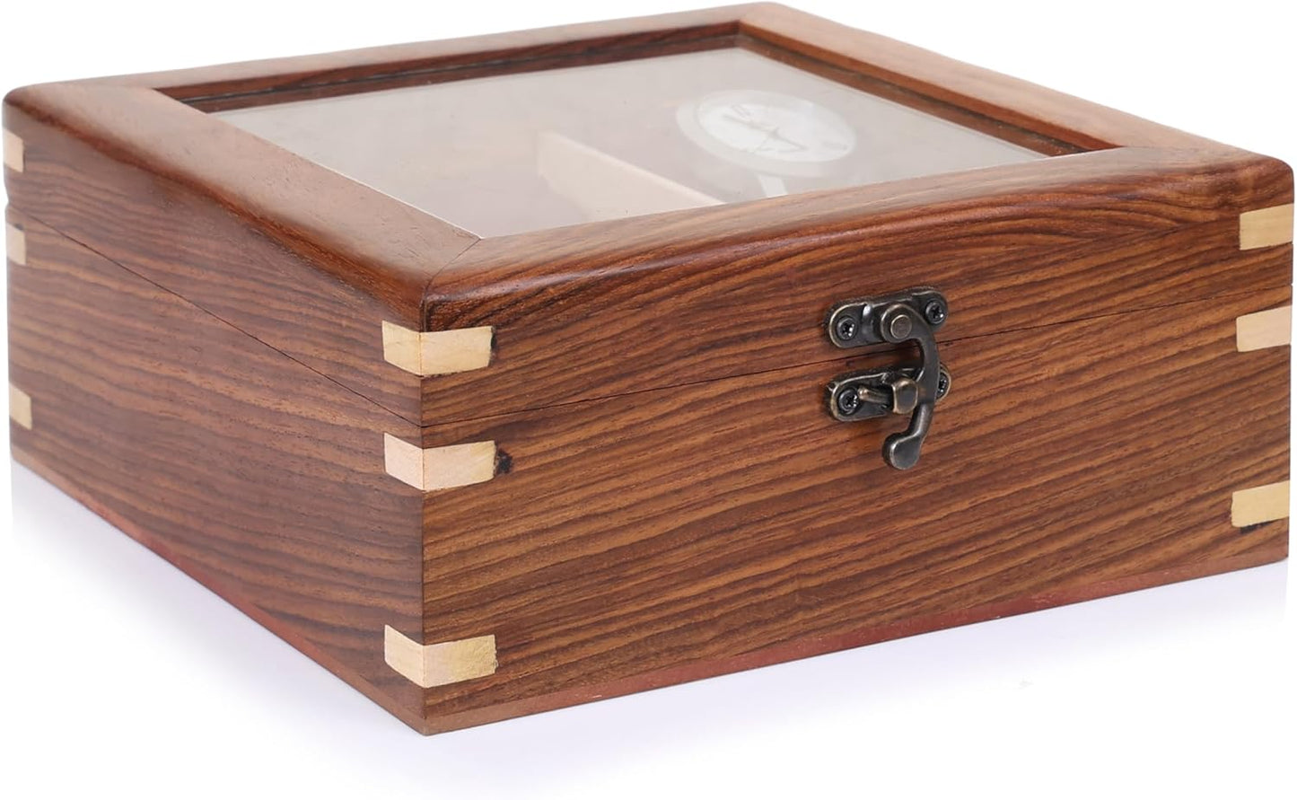 Wooden Watch Box for Men & Women, Watch Organizer & Display Case, Premium Long-Lasting Watch Holder for Storage, Elegant Gift for Watch Collectors (Glass Top, 6 Slots)