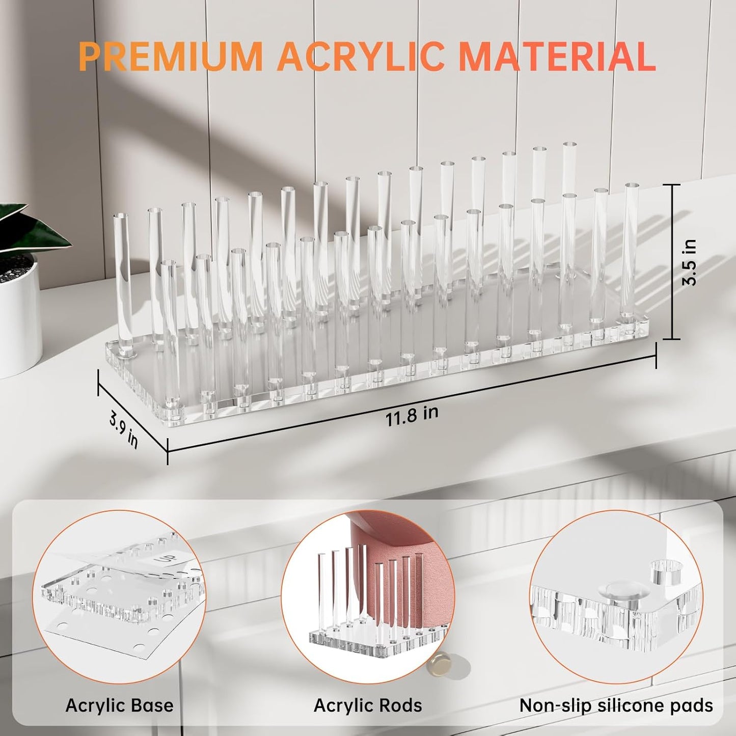 Kadolina Hat Organizer for Baseball Caps, Acrylic Hat Rack for 14 Baseball Caps, Hat Holder Display and Organizer for Closet, Tabletop, Dressing Table