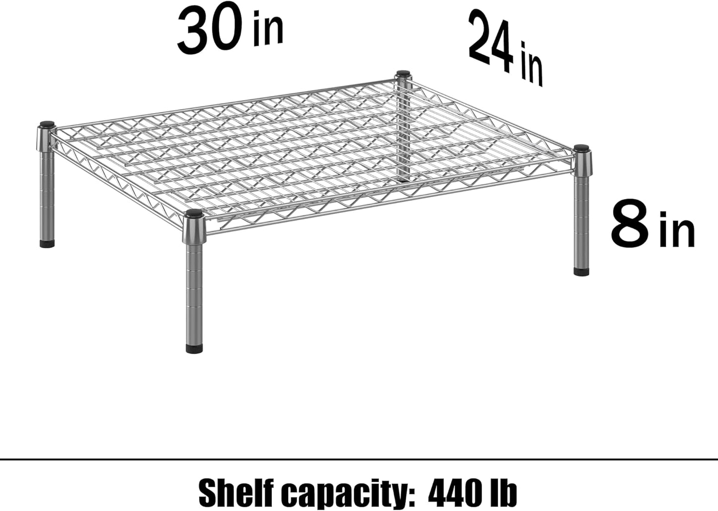 24" Deep x 30" Wide x 8" Height Wire Shelving Kit | 1-Tier | NSF Commercial Storage Rack Unit