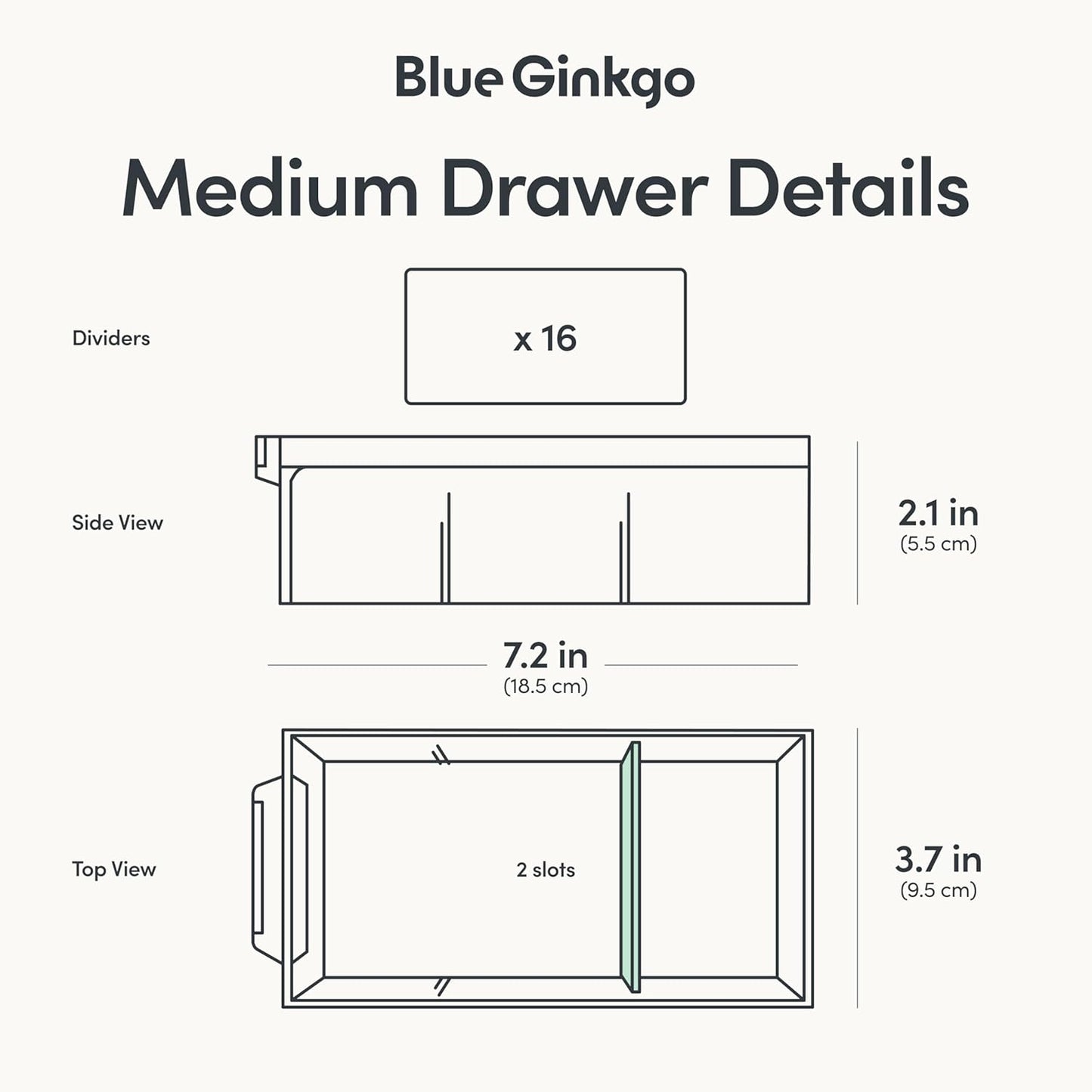 Blue Ginkgo Medium 16-Drawer Cabinet – Stackable Clear Organizer for Hardware, Beads, Plastic Bricks, Office, and Craft Storage (Made in Korea, Gray)