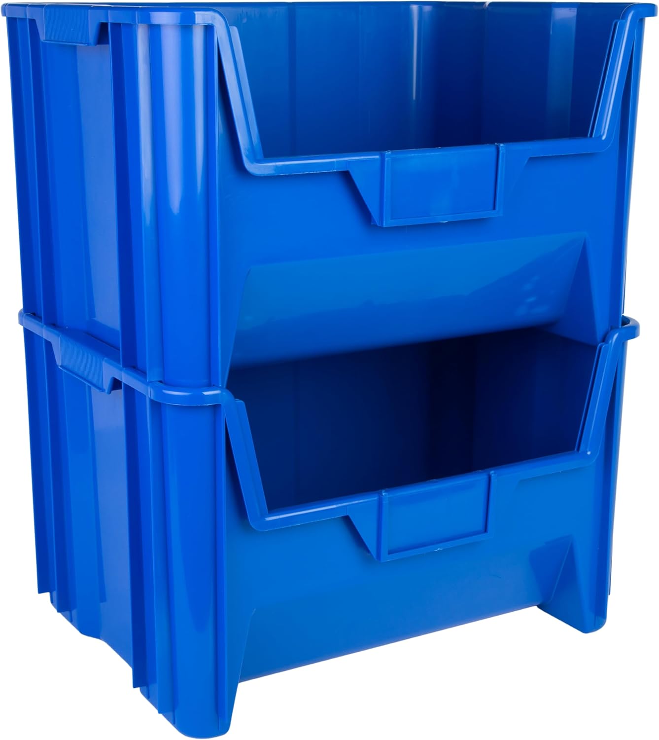Hudson Exchange 20" x 15" x 12.5" (3 Pack) Plastic Giant Stackable Hopper Bin Container, Blue