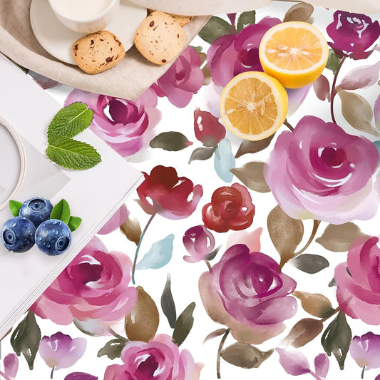 HAOKHOME Shelf Liner and Cabinet Liner Floral, Self-Adhesive Drawer Liners, Peel and Stick Contact Paper for Kitchen Cabinets and Cupboard, Bathroom Drawers,Mauve/Pink/Teal Brown 17.3in x 6.5ft