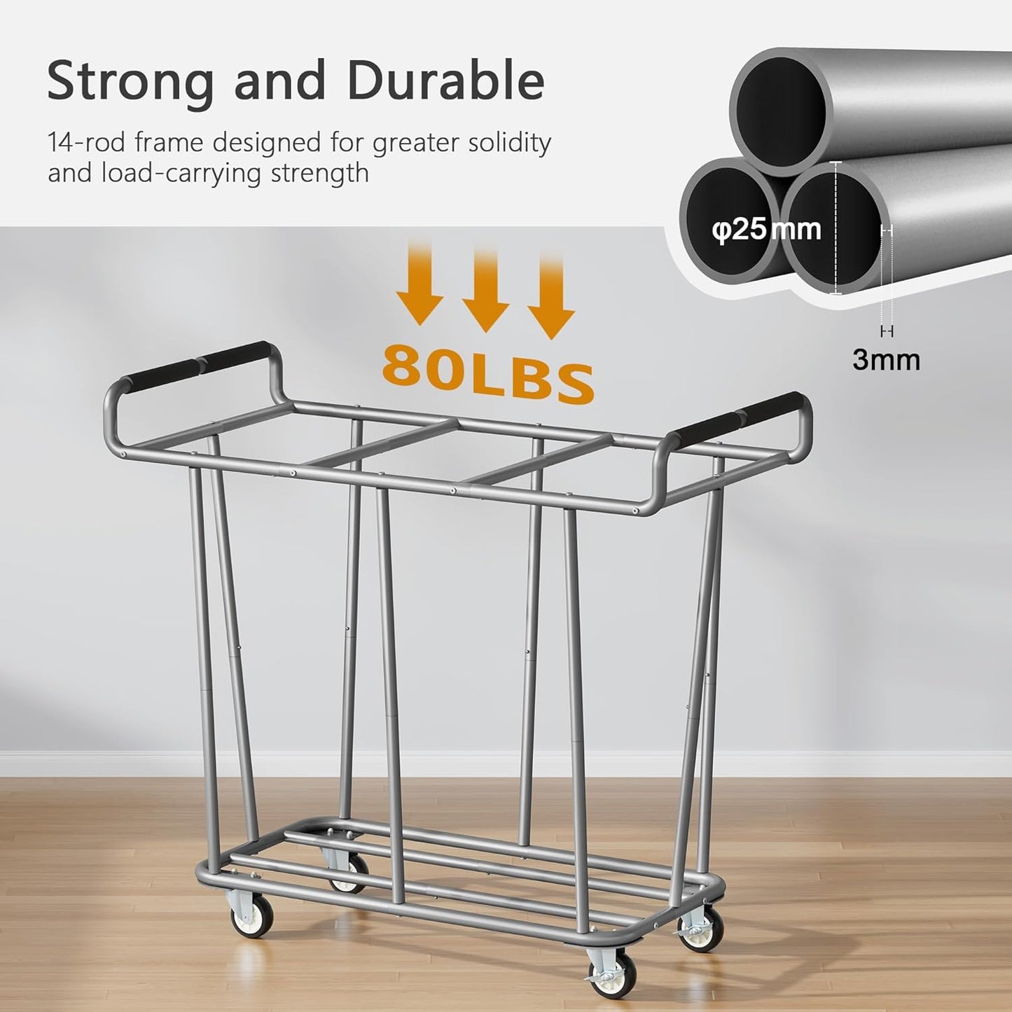 Large laundry hamper with Wheels, 360L 3 Bag Big Rolling Laundry Hamper Sorter Cart, Extra Large Laundry Clothes Hamper, Heavy Duty Laundry Basket Organizer for Laundry Room,Bathroom,Black