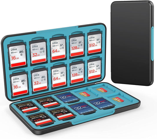HEIYING SD Card Holder for SD/TF Cards,Portable Memory Card Storage Case Compatible with 20 SDXC SDHC and 20 TF Cards Slots