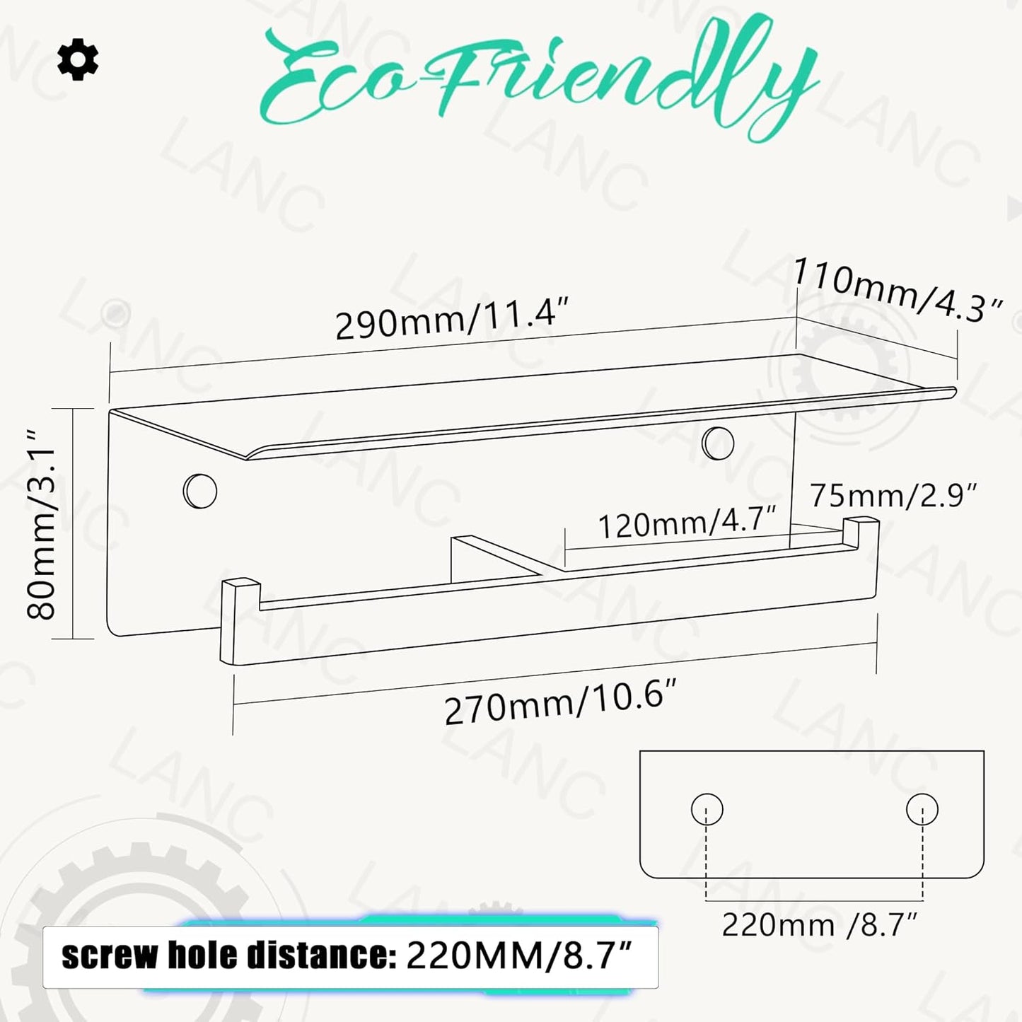 LANC Double Toilet Paper Holder with Shelf, Matte Black Commercial Roll Tissue Dispenser with Phone Shelf for Bathroom Wall Mounted or 3M Self-Adhesive Stainless Steel Storage, A8377MB