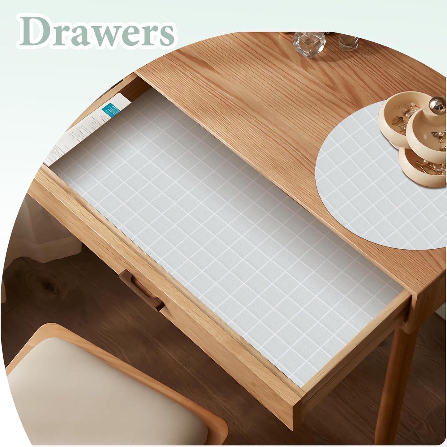 Drawer and Shelf Liner for Kitchen Cabinet: 12 in X 20 Ft Non Slip Waterproof Shelf Paper Non Adhesive Refrigerator Liners Light Gray Grid Easy Liners for Bathroom