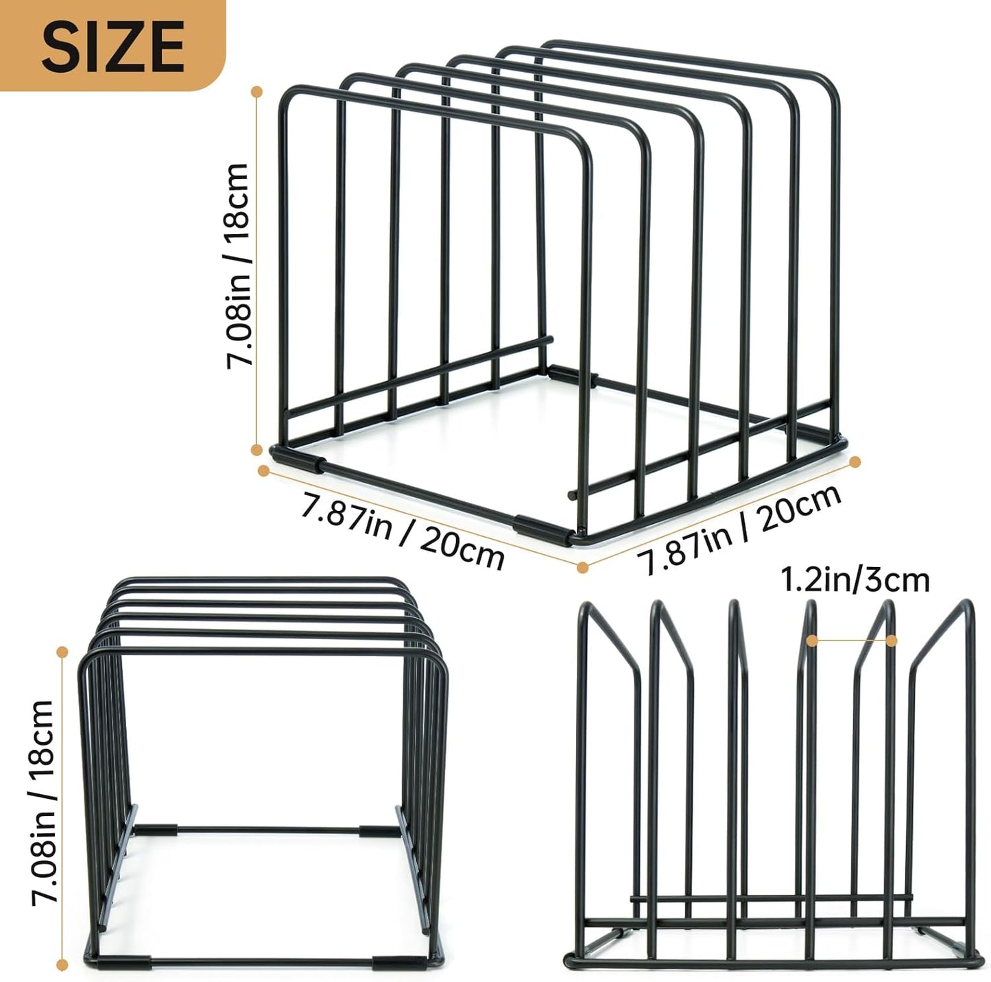 Cutting Board Organizer,Kitchen Cabinet Organizer,Divided Rack with 5 Slots for Baking Trays,Space-Saving Kitchen Storage for Cutting Boards, Cookie Sheet, Thin Pans and Baking Sheets Holder (1pcs)