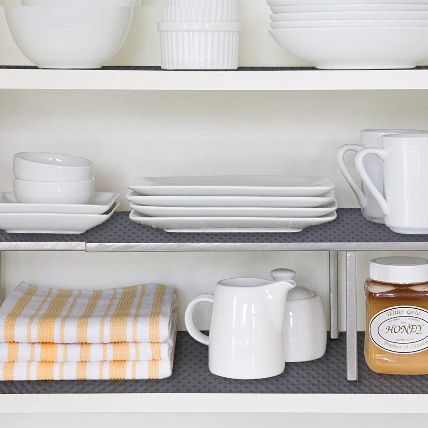 HooTown Shelf Liner Kitchen Cabinet Drawer Mats 23.6 Inch Wide x 196.8 Inch Long, Non Slip EVA Plastic Water Resistant Pad for Bathroom Drawers,Shoe Shelves, Under Sink, Gray