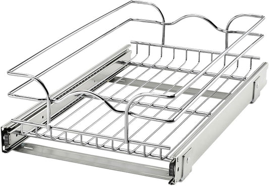 Rev-A-Shelf Kitchen Cabinet Pullout Shelf and Drawer Organizer Slide Out Pantry Storage Basket in Multiple Sizes, 12 x 20 In, 5WB1-1220CR-1