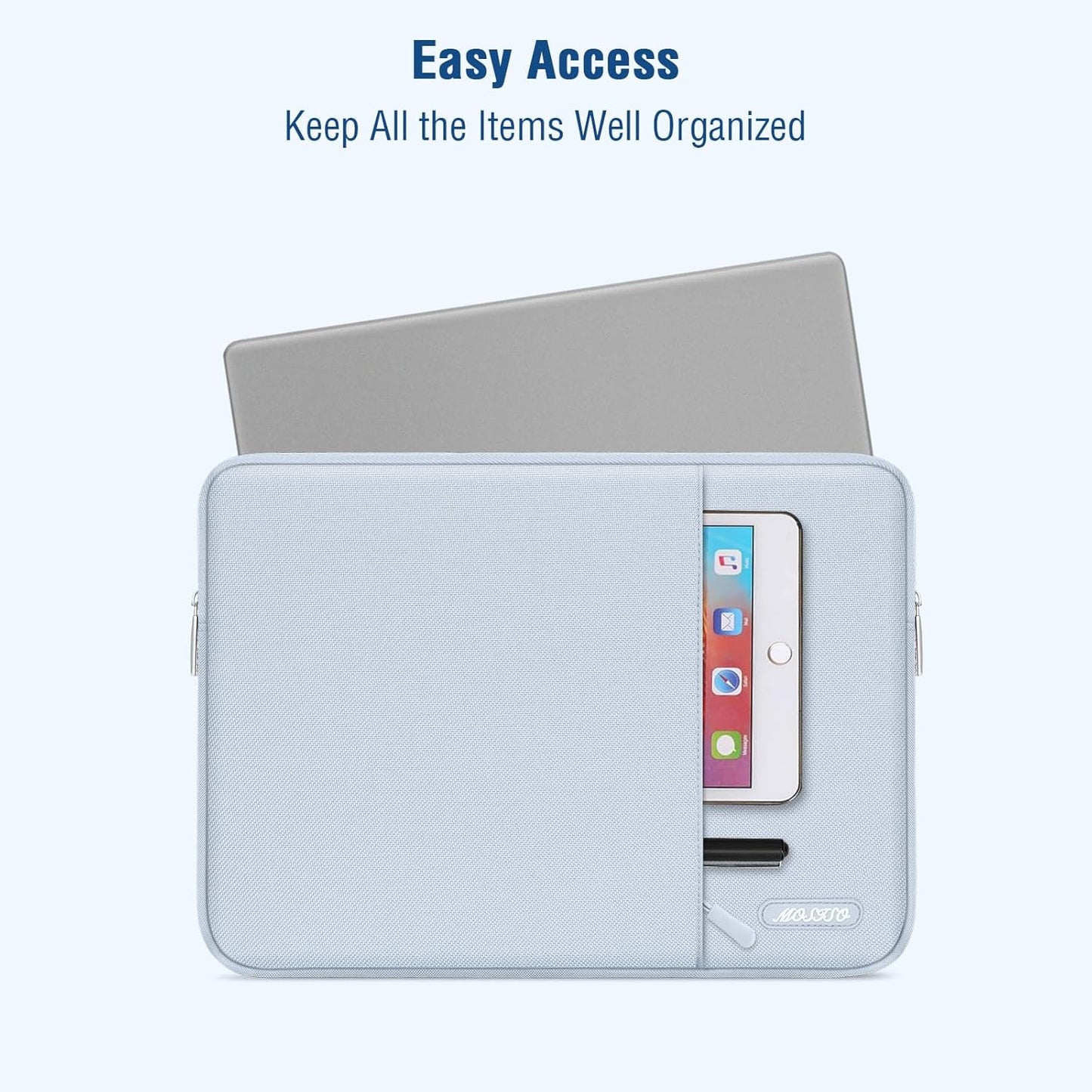 MOSISO Laptop Case 14 inch, 14 inch Laptop Sleeve Compatible with HP Lenovo Dell ASUS Acer, HP Stream, Dell Latitude, Lenovo IdeaPad, Polyester Vertical Computer Sleeve Bag with Pocket, Baby Blue