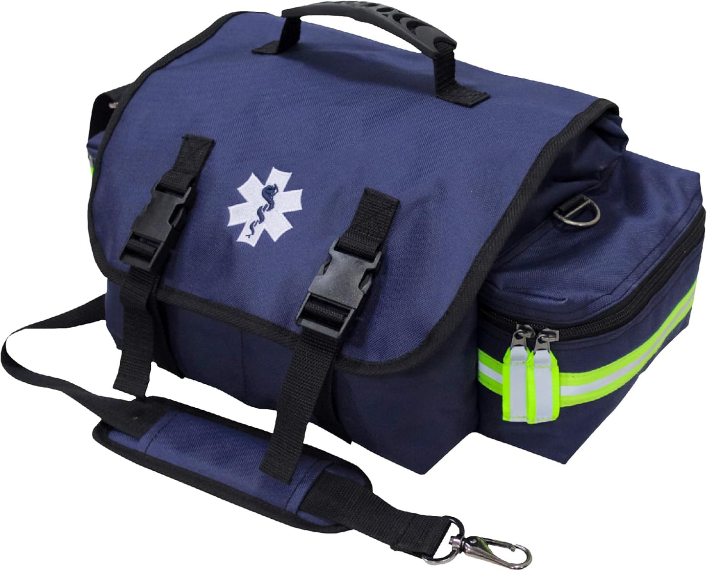 Kemp USA EMT First Responder Trauma Bag, Navy Blue, First Aid & Survival Gear with High-Visibility Reflectors, Rapid Medical Response & Emergency Tools Organizer