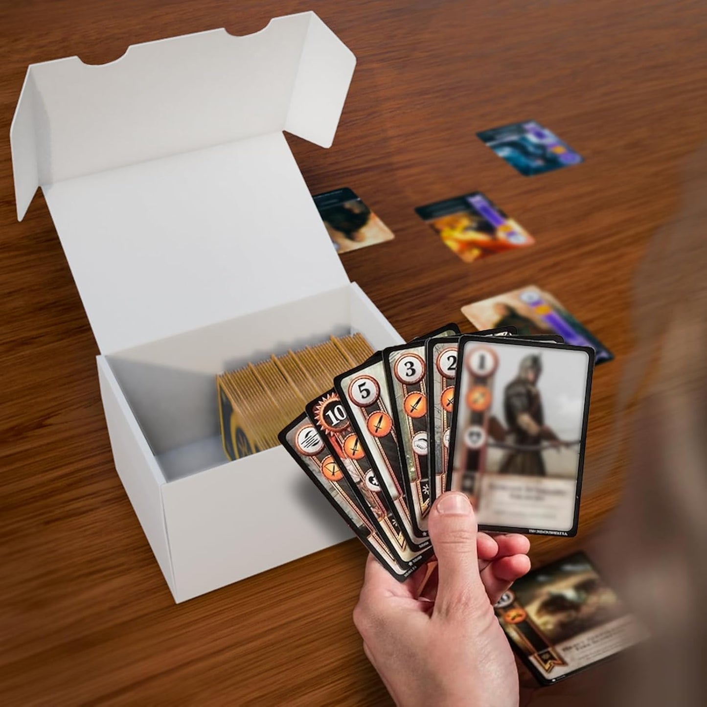 NUMINA Small Trading Card Storage Box 6 Pack, 160 Toploader Card Corrugated Organizer with Dividers & Labels for TCG/MTG Decks and Collector Card Collections