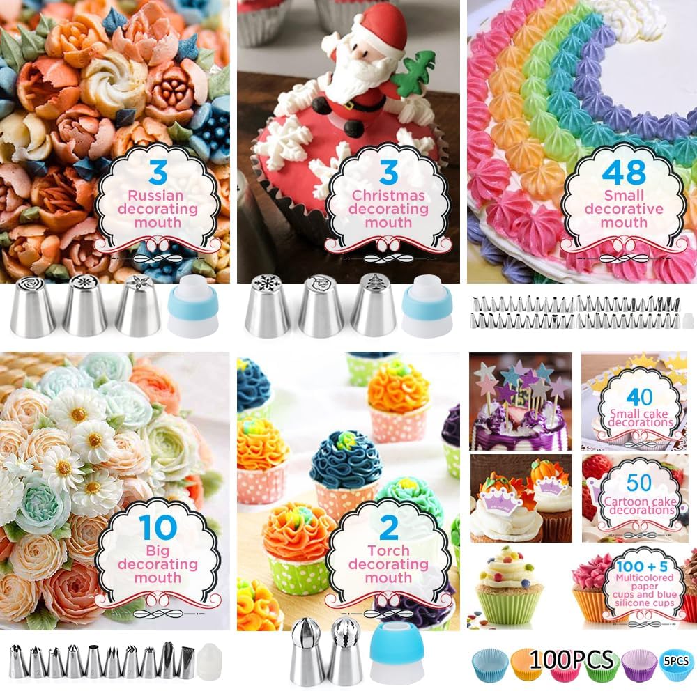Cake Decorating Kit Cake Decorating Supplies, 515 PCS Baking Supplies Set with 3 Springform Pan Sets, 66 Icing Piping Nozzles, Cake Rotating Turntable, Piping Bags, Birthday Gifts for Mom Wife