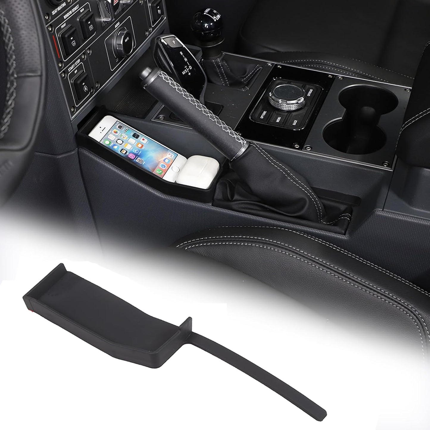 Center Console Organizer Compatible with INEOS Grenadier 2020-2024, Handbrake Storage Organizer ABS Material Insert Tray Accessories (Black)