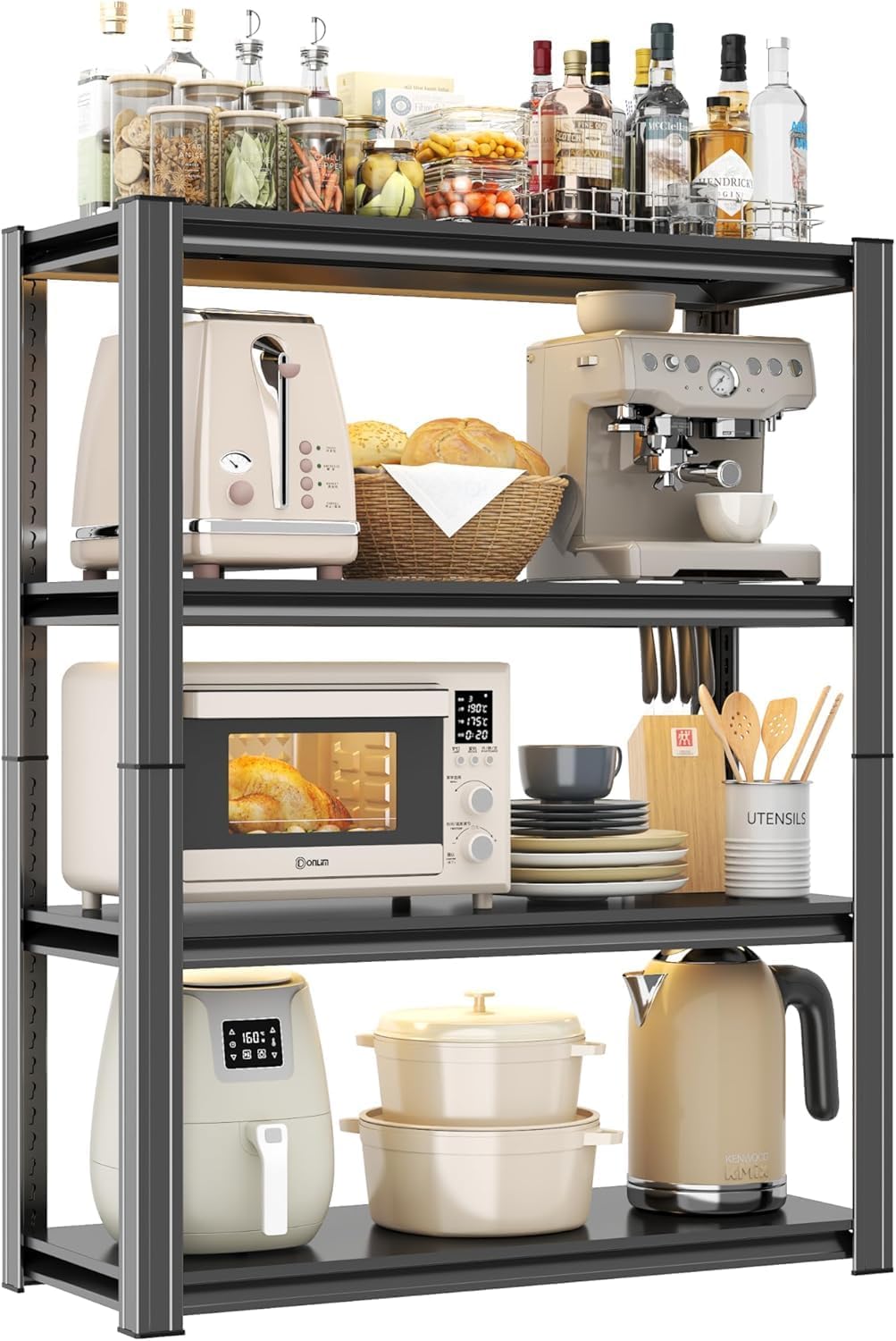 Garage Storage Shelves,5 Tier Shelving Unit, 40 inch Wide, 18” Deep, 78” Tall Organizer Metal Shelf for Basement/Laundry/Pantry Heavy Duty, Adjustable,Easy to Install (4Tier-24"WX14"DX44"H)