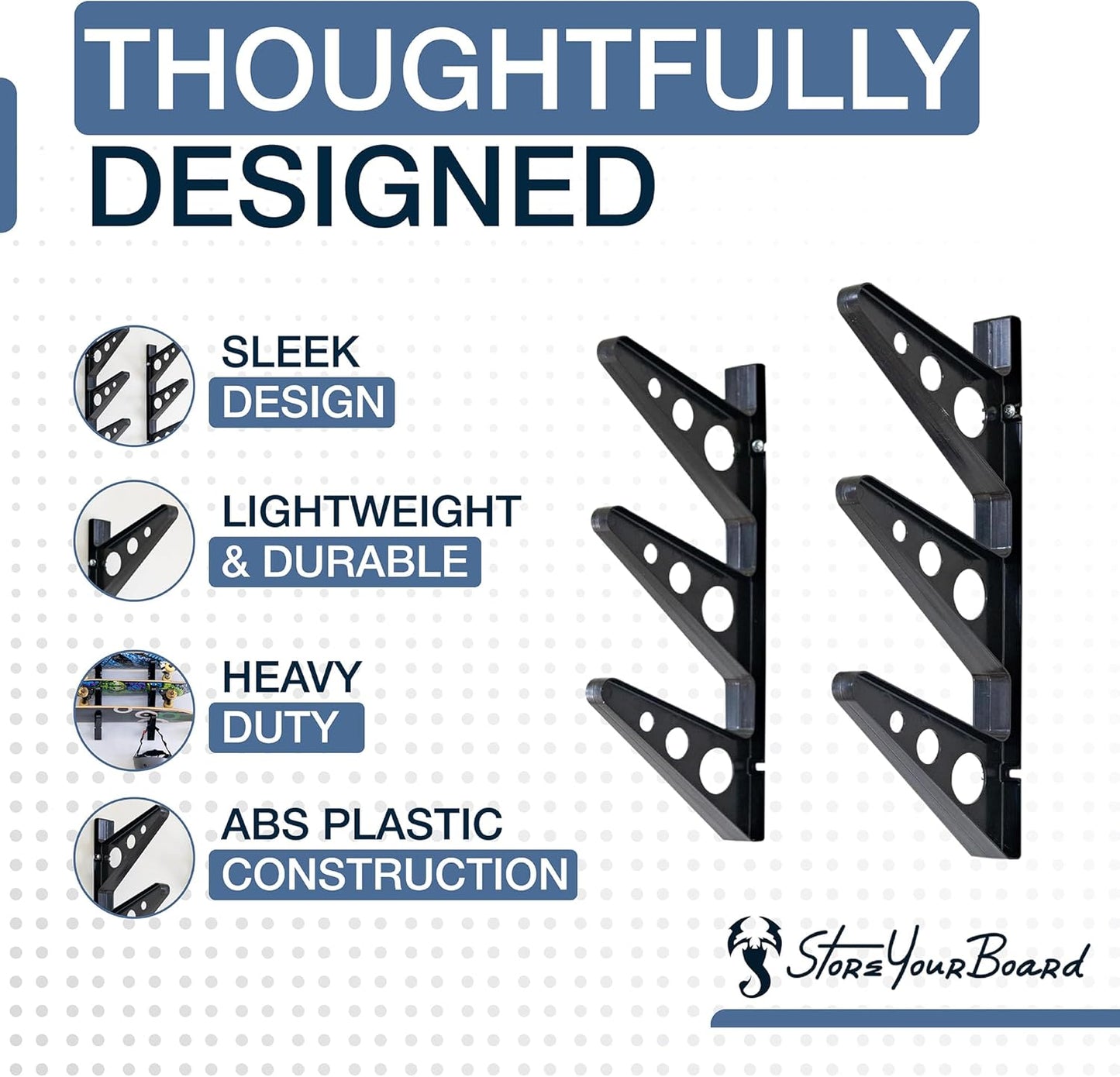 StoreYourBoard Longboard Wall Rack, Triple Longboard Storage