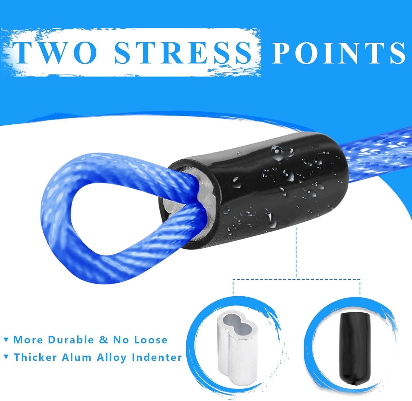 40ft Clothes Line Outdoors 3/16" Wire Ropes Blue PVC Coating Laundry Drying Clothesline Retractor with Metal Hooks Heavy Duty for Umbrella Travel Outside Camping Backyard