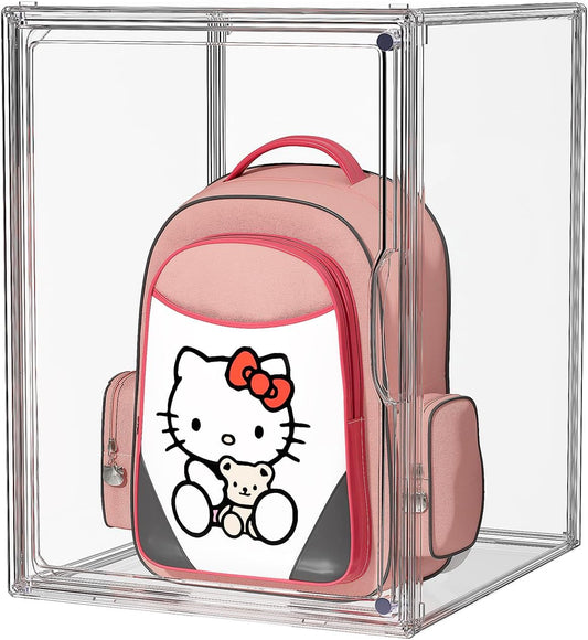 Purse Organizer for Closet, Handbag Storage Organizer Stackable Display Box with Magnetic Door, Acrylic Display Case for Collectibles, Closet Storage Bins for Figures, Wallet, Dolls