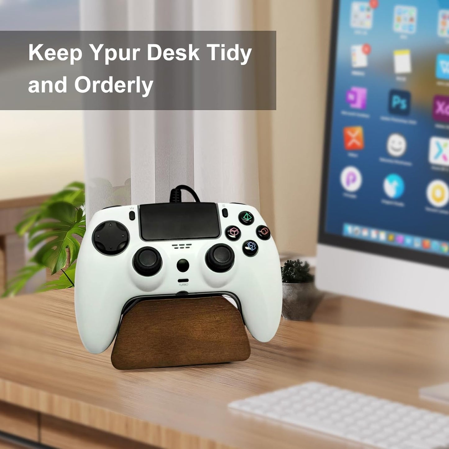 Solid Wood Controller Holder Gaming Controller Stand for Desk Controller Organizer Fits Xbox,Ps4,Ps5,Best Gift for Son,Husband,Boyfriend