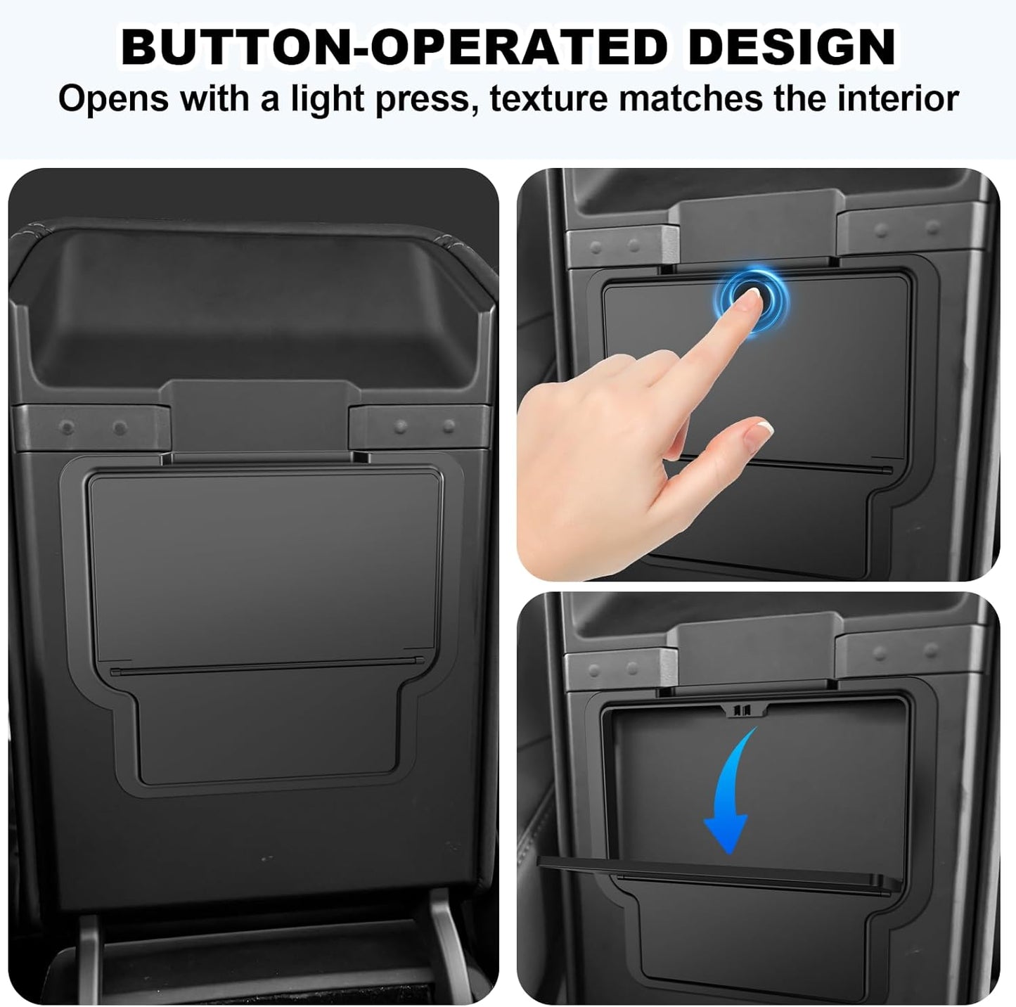 6PCS Upgraded Center Console Organizer for Tesla Model 3 Highland 2024 2025 & Model Y Juniper 2025 Accessories [Smooth Sliding] Armrest Tray Hidden Storage Box Cup Holder Webcam Cover