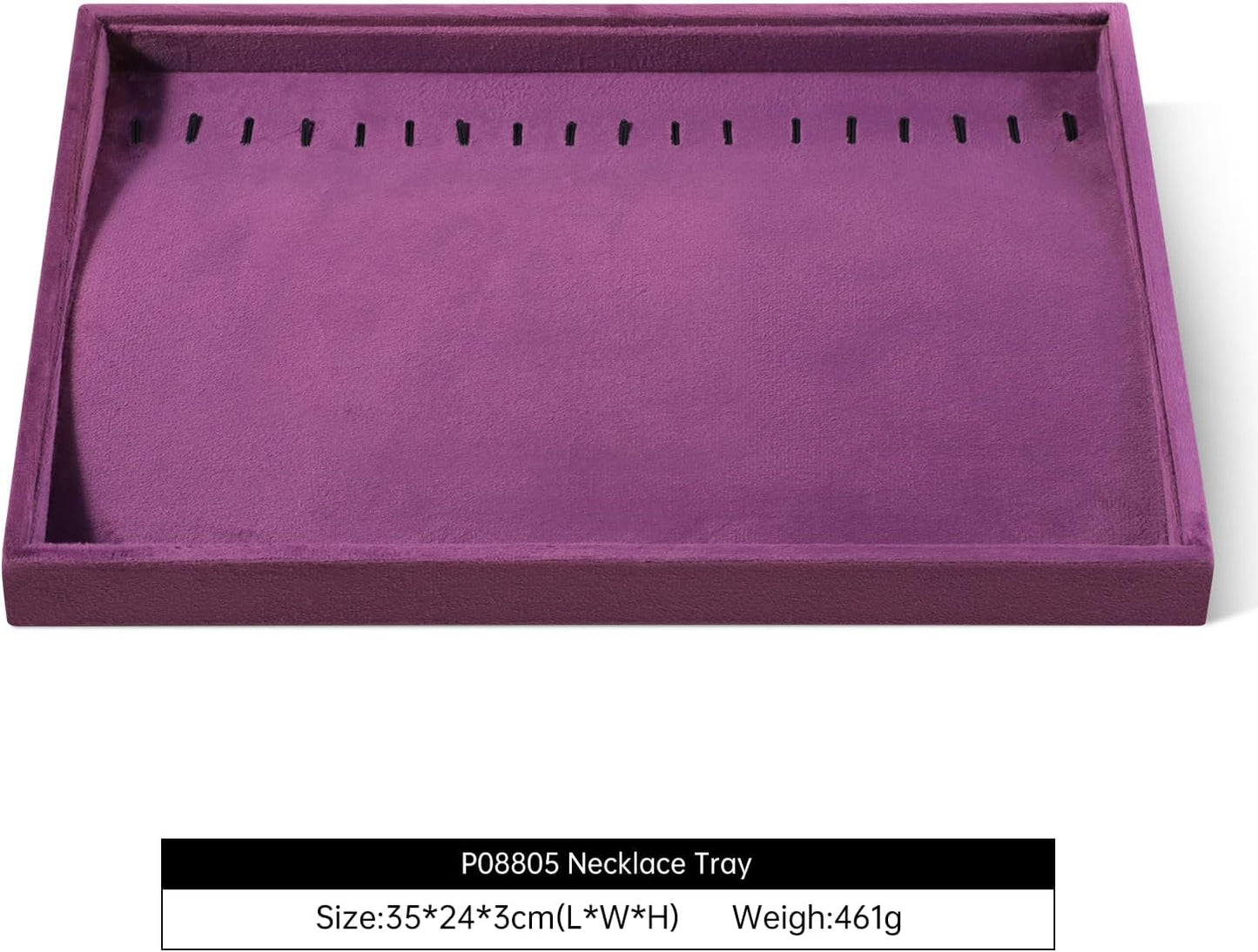 Velvet Jewelry Display Tray For Bracelet Pendant Necklace, Multi-Slot Stackable Storage Tray For Long Chain Jewelries, Drawer Insert Jewelry Organizer (Purple)