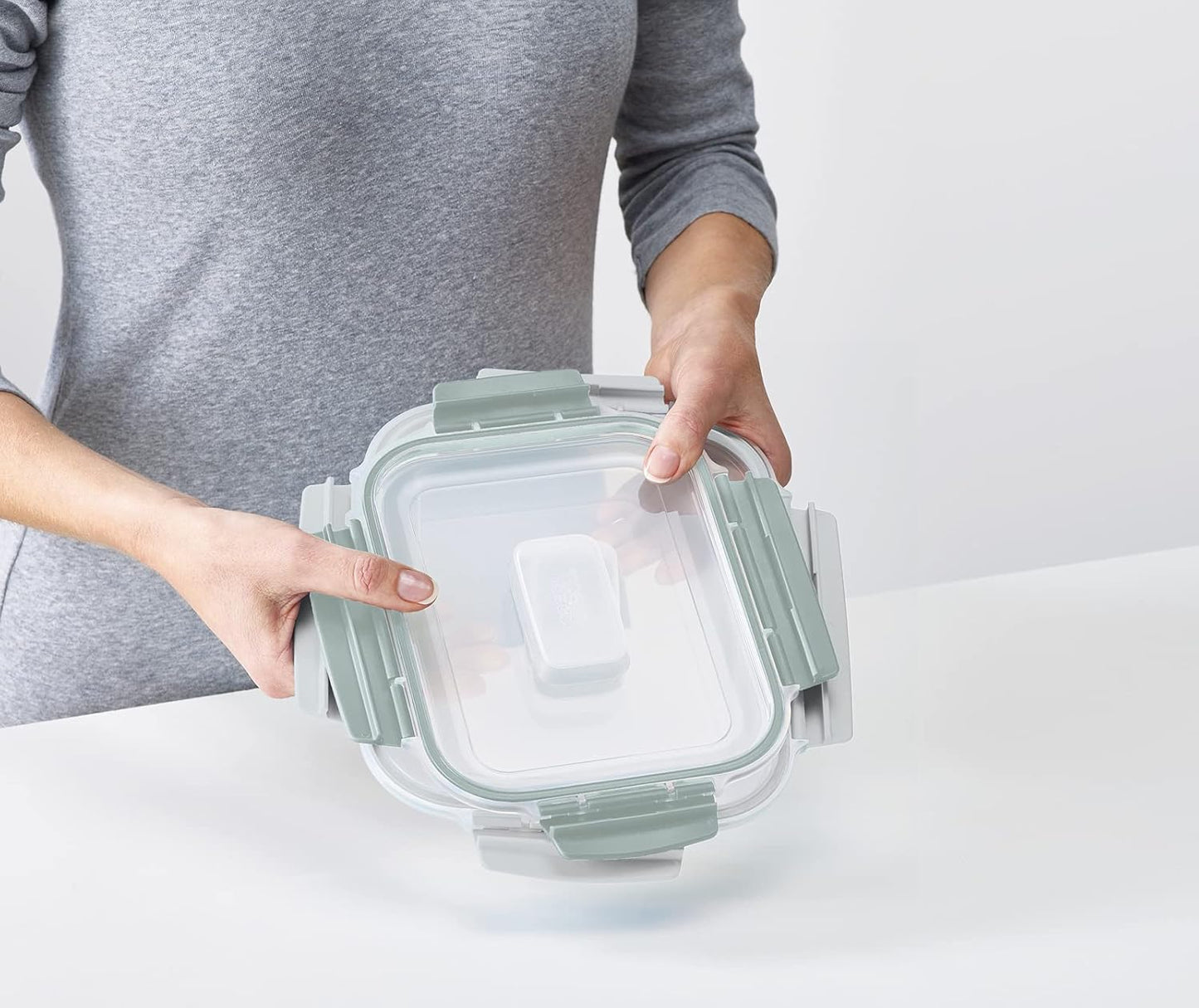 Joseph Joseph Nest Lock, 10 Piece Plastic Food Storage Container set with lids, Leak Proof, Airtight, Space Saving, Kitchen Storage, BPA free - Sage Green