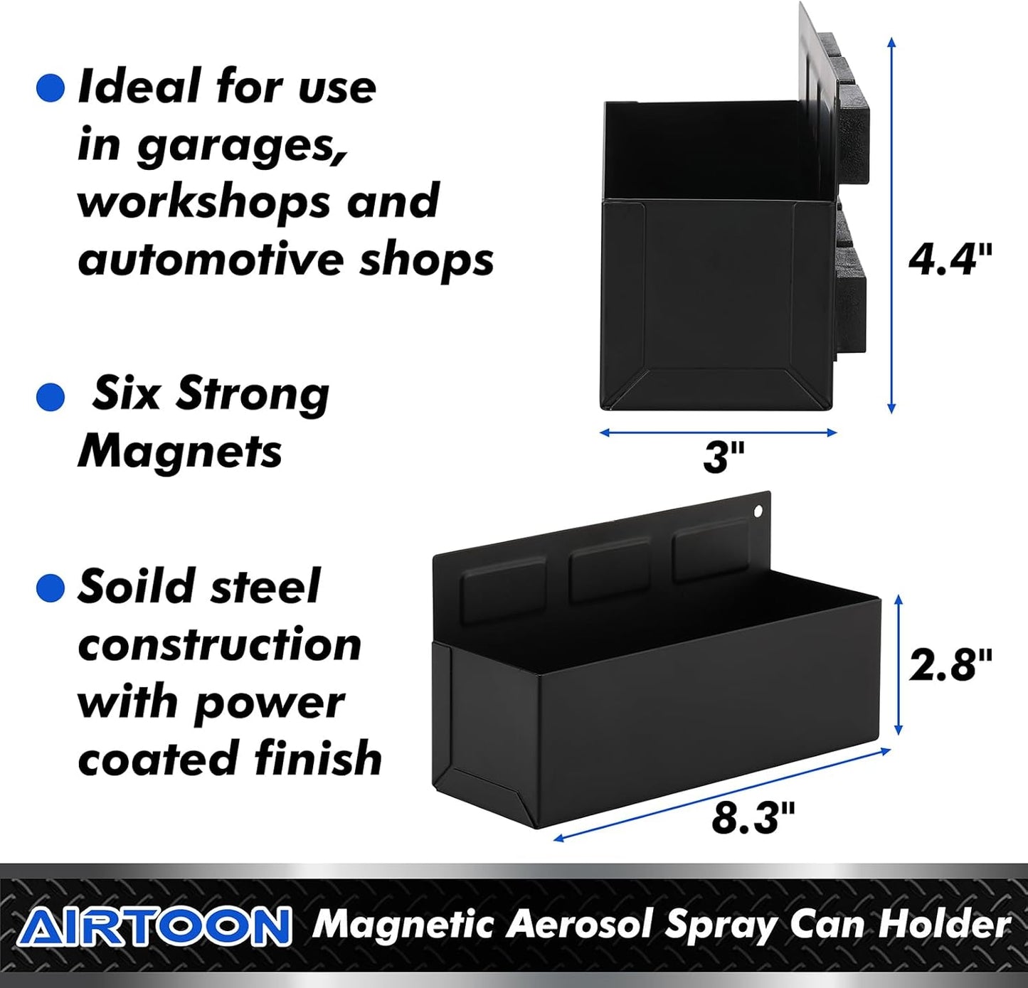 AIRTOON Magnetic Aerosol Spray Can Holder, Magnetic Bottle Holder for Garage, Workspace and Home, Black