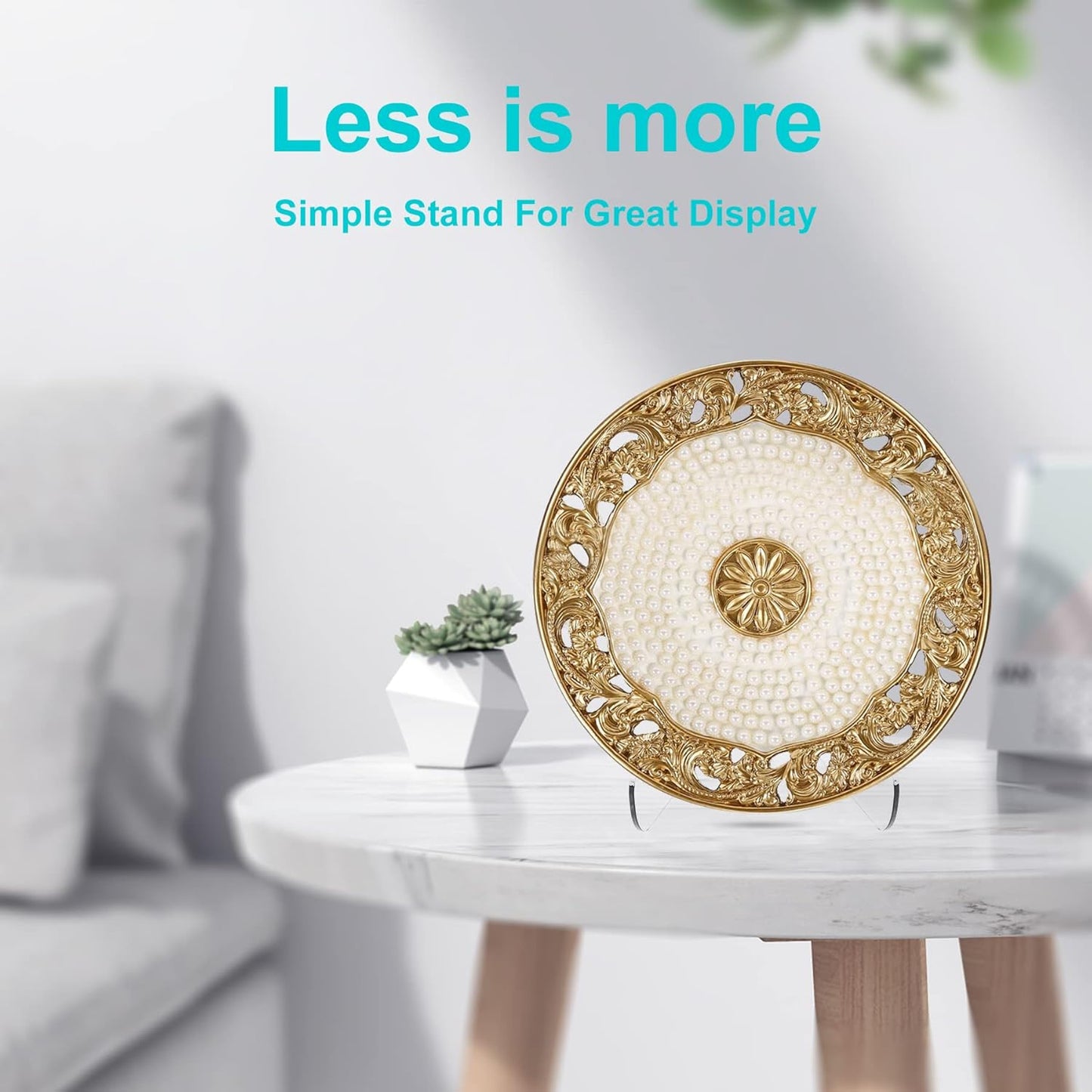 Boloyo Flat Back Acrylic Plate Display Stand , 4.5 Inch 5PC Clear Acrylic Display Holder Easel Base for Home Office Kitchen School Art Display