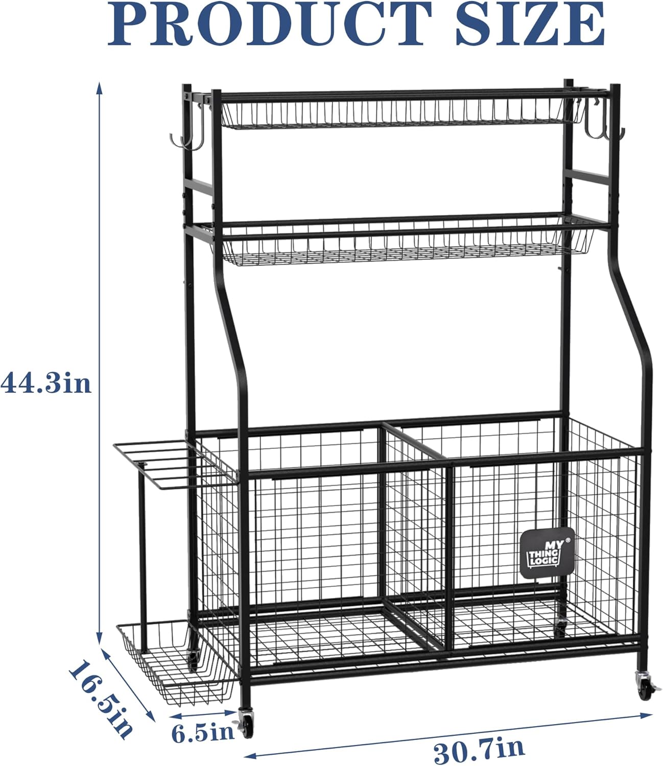 Mythinglogic Sports Equipment Garage Organizer,Garage Ball Storage for Sports Gear and Toys, Rolling Ball Cart with Wheels for Indoor/Outdoor Use