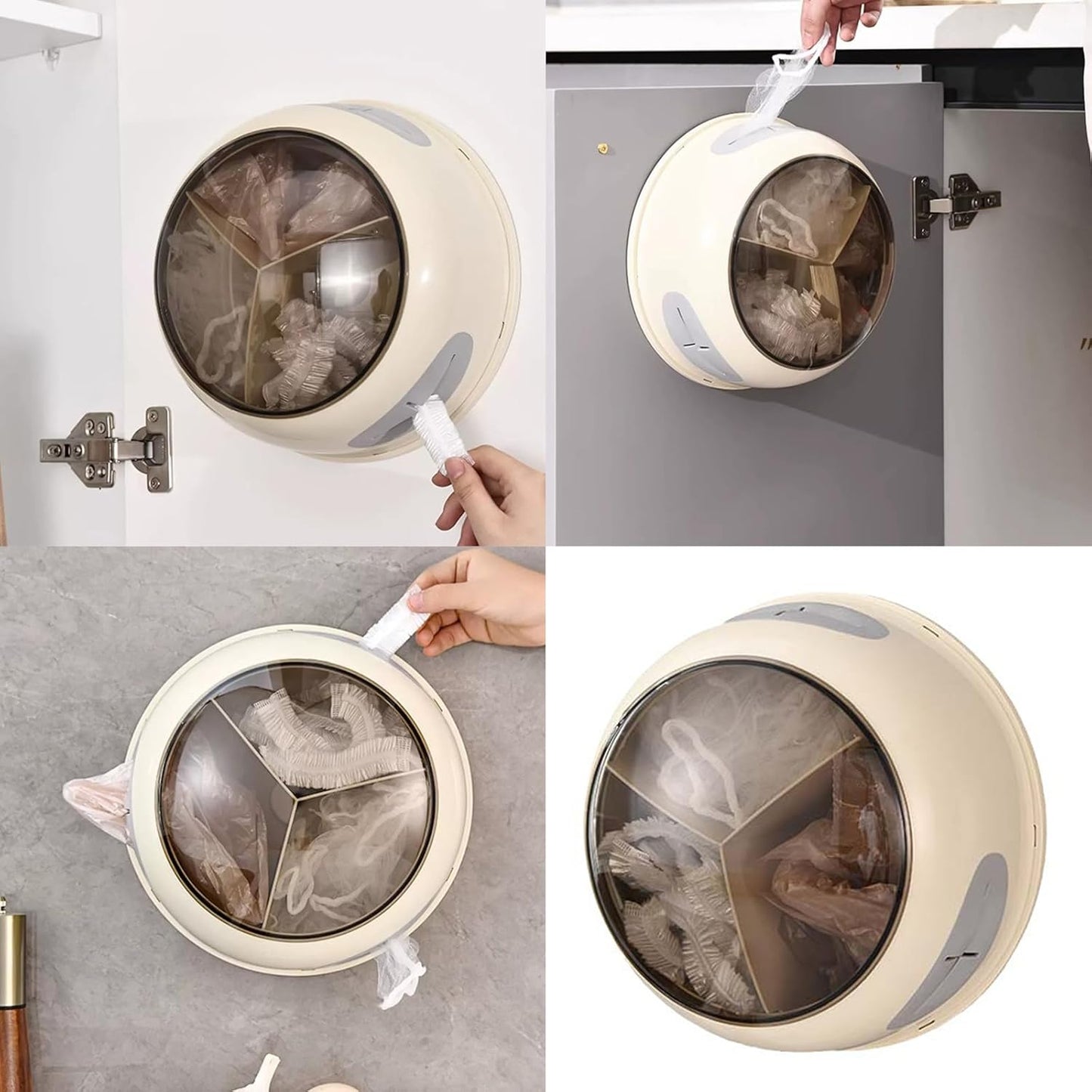 Wall Mounted Kitchen Wrap Dispenser & Bag Holder Multifunctional Hanging Storage Box for Garbage Bags Space Saving Wrap Foil Organizer for & Cabinet