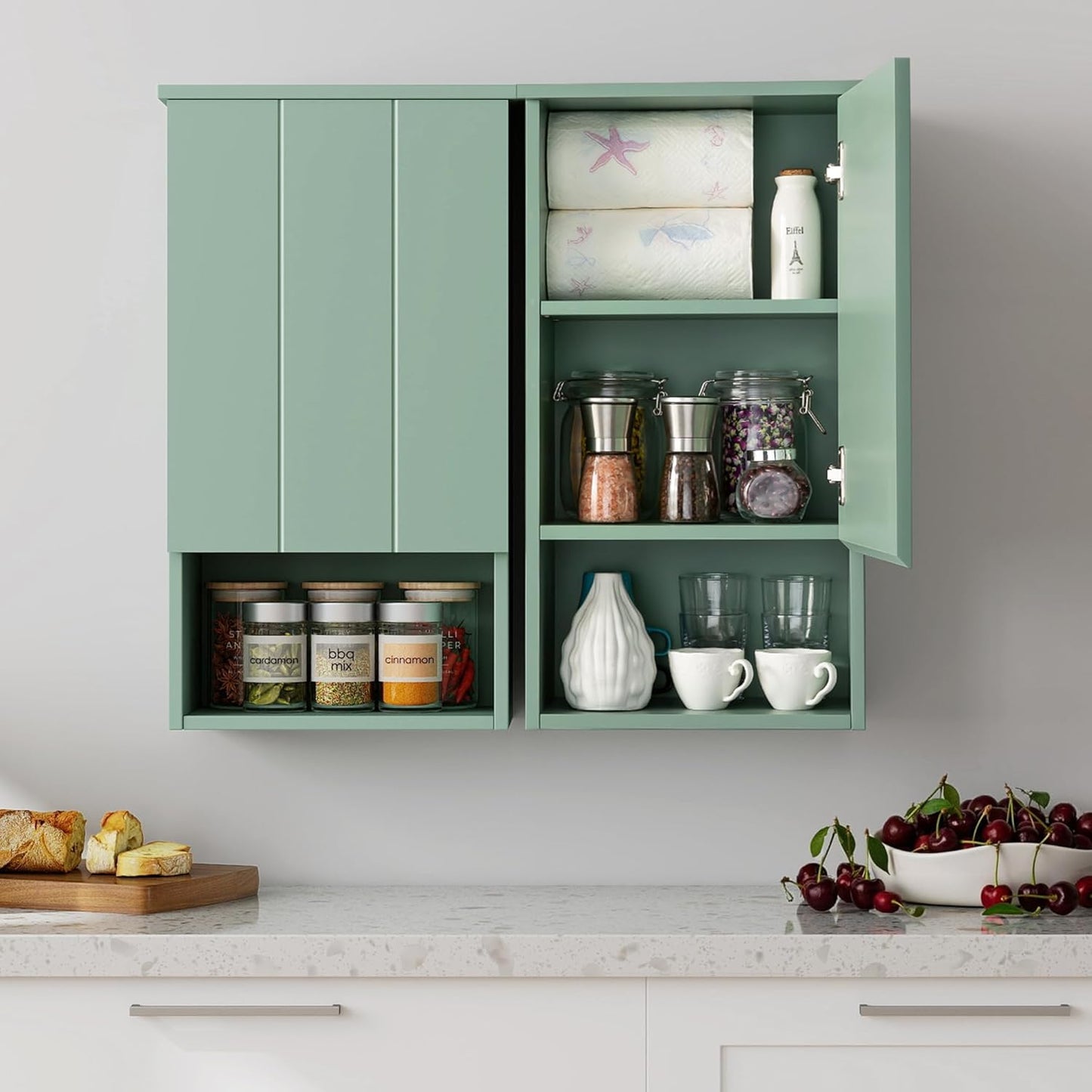 Bathroom Wall Cabinet with Single Door, Soft-Close Hinges, 15x27 inch Wooden Medicine Cabinet for Small Kitchen, Laundry, Entryway, Durable MDF Construction