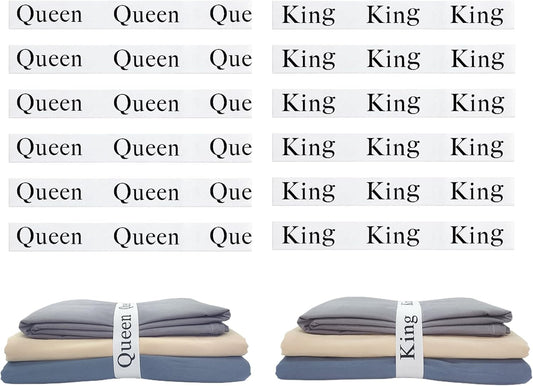 12 Pieces Bed Sheet Organizer Bands, Closet Organization Sheet Straps, Linen Labels Bedding Bands, Elastic Bed Sheet Storage Sheet Keepers （6PcsQueen 6PcsKing ）